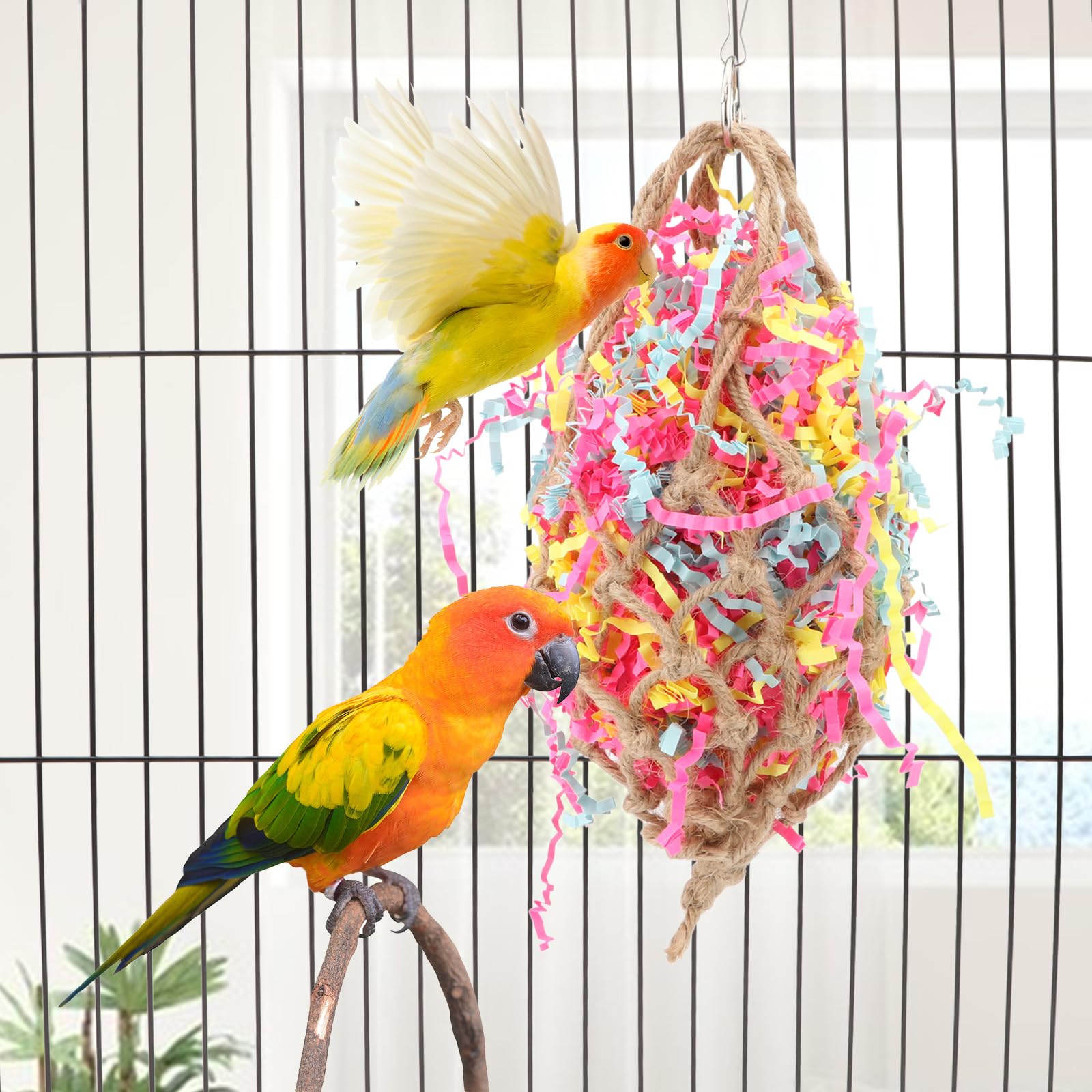 Hypeety Bird Chew Toy - Foraging Shredding Climbing Hanging Parrot Toy for Parakeets, Cockatiels, Conures, Cockatoos & African Greys - Cage Accessories for Mental Stimulation & Playtime Fun