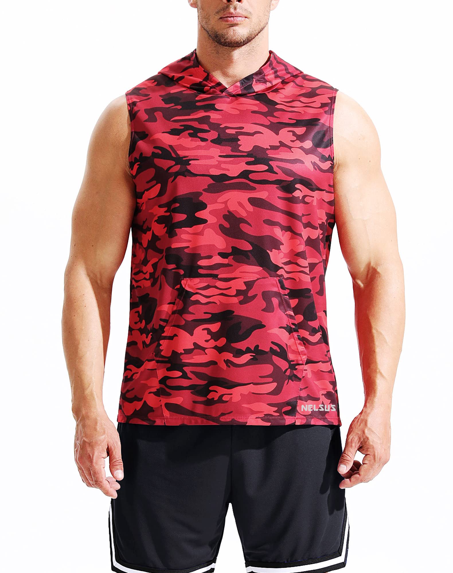 Neleus Men's Running Tank Tops 3 Pack - Breathable Sleeveless Workout Shirts with Hoods for Gym, Jogging & Outdoor Sports | Moisture-Wicking Athletic Performance Tops