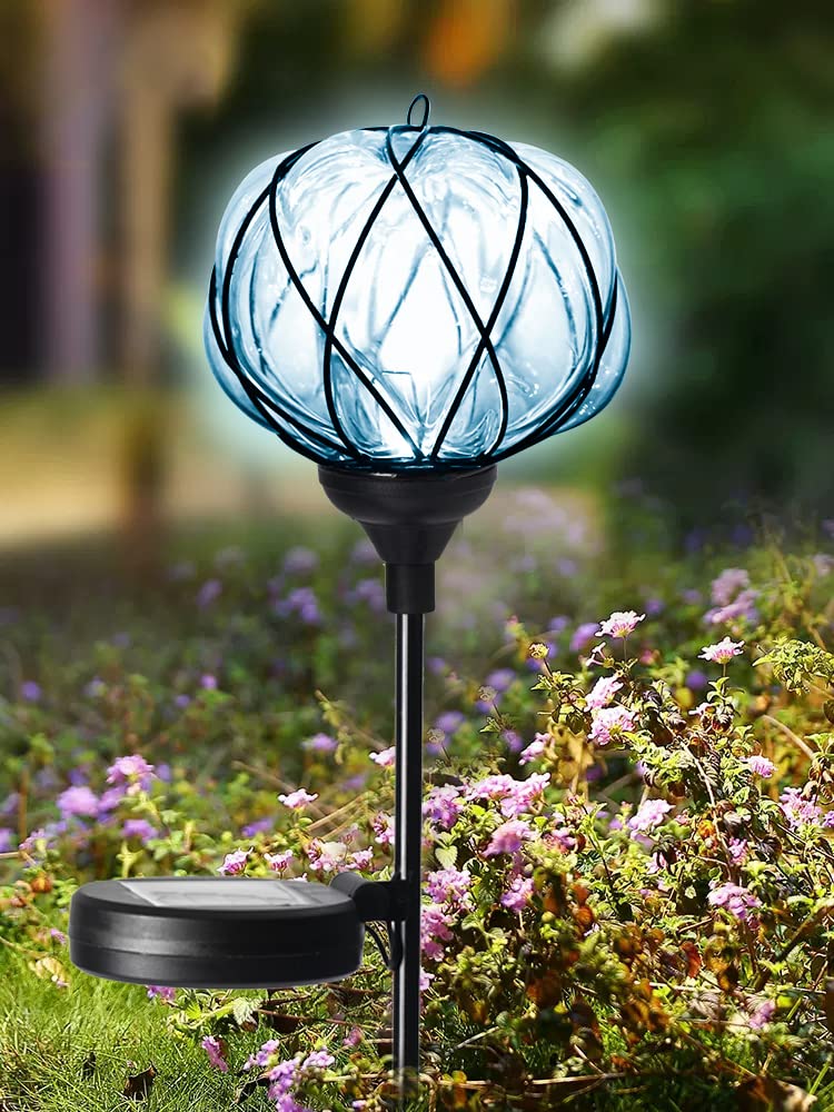 2 Packs Solar Garden Lights for Outdoor Decor - Clear Glass Solar Powered Lights for Yard, Patio, Pathway - Waterproof & Auto On/Off - Perfect Housewarming Gift for Garden, Lawn, Landscape Lighting