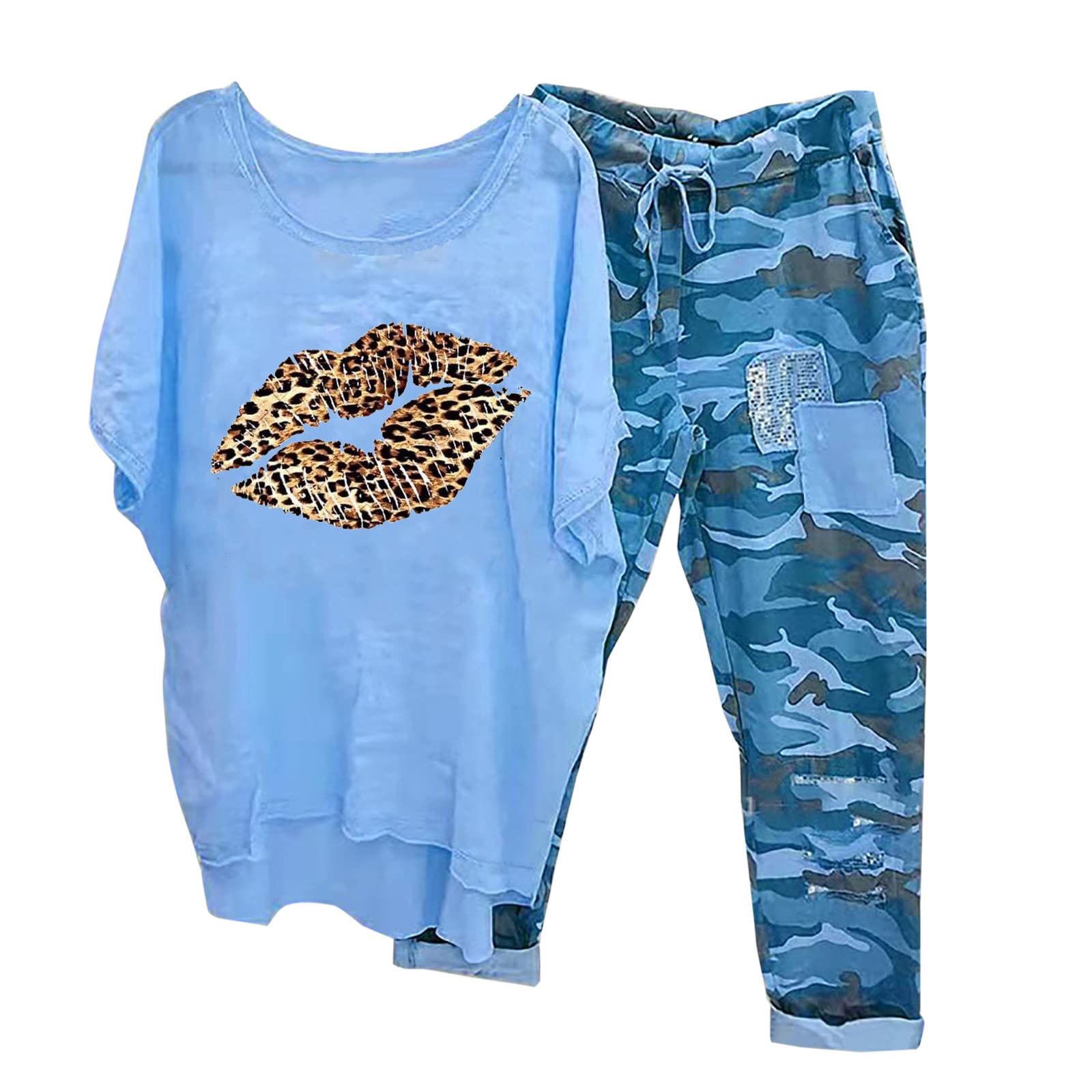 Women's 2-Piece Lounge Set - Soft Loose Shirt & Comfortable Pants - Cozy Fall Outfits for Relaxing at Home, Lounging or Yoga