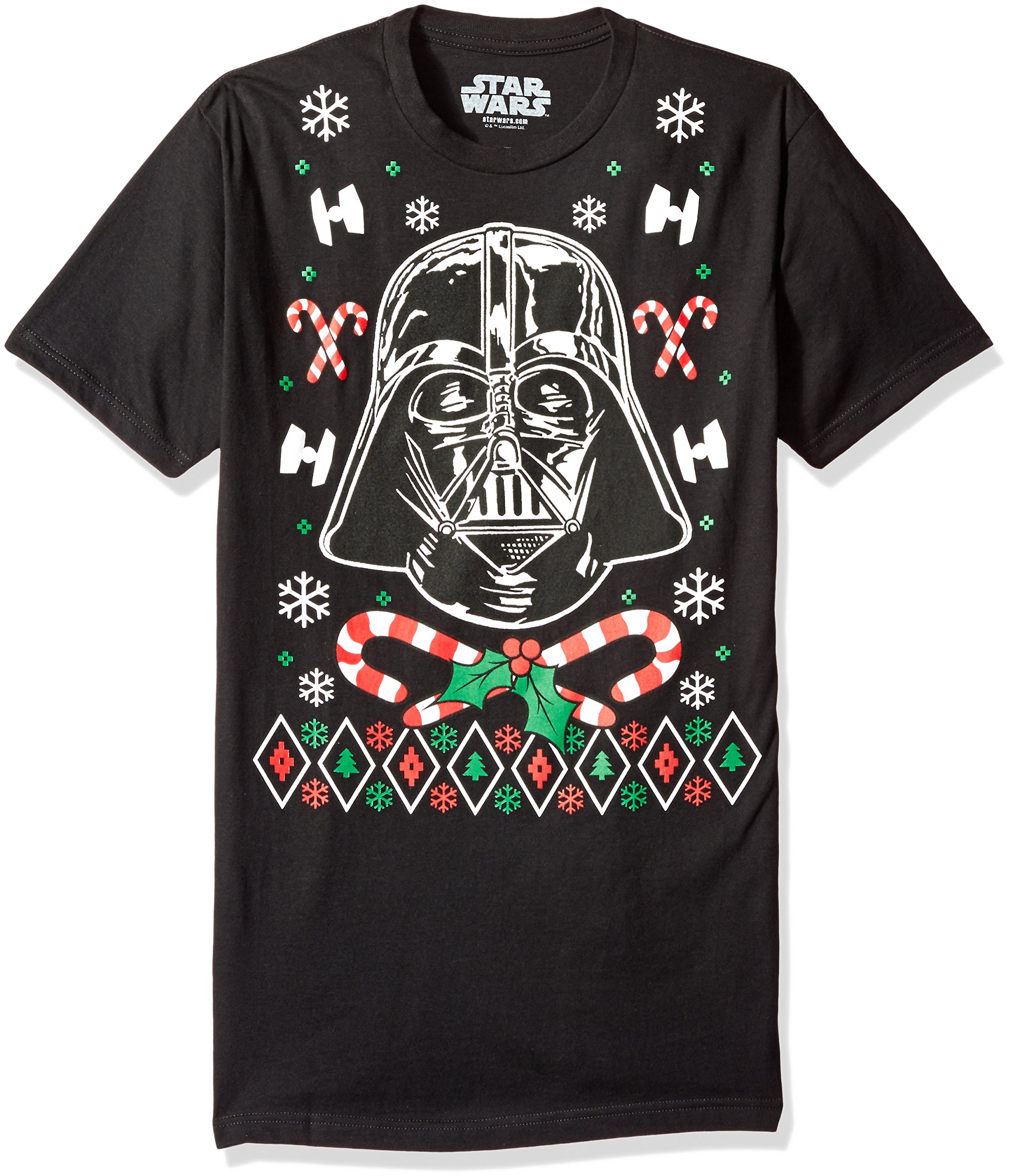 Star Wars Darth Vader Men's Christmas T-Shirt with Candy Cane Design | Holiday Gift for Fans | Cosplay, Party & Casual Wear