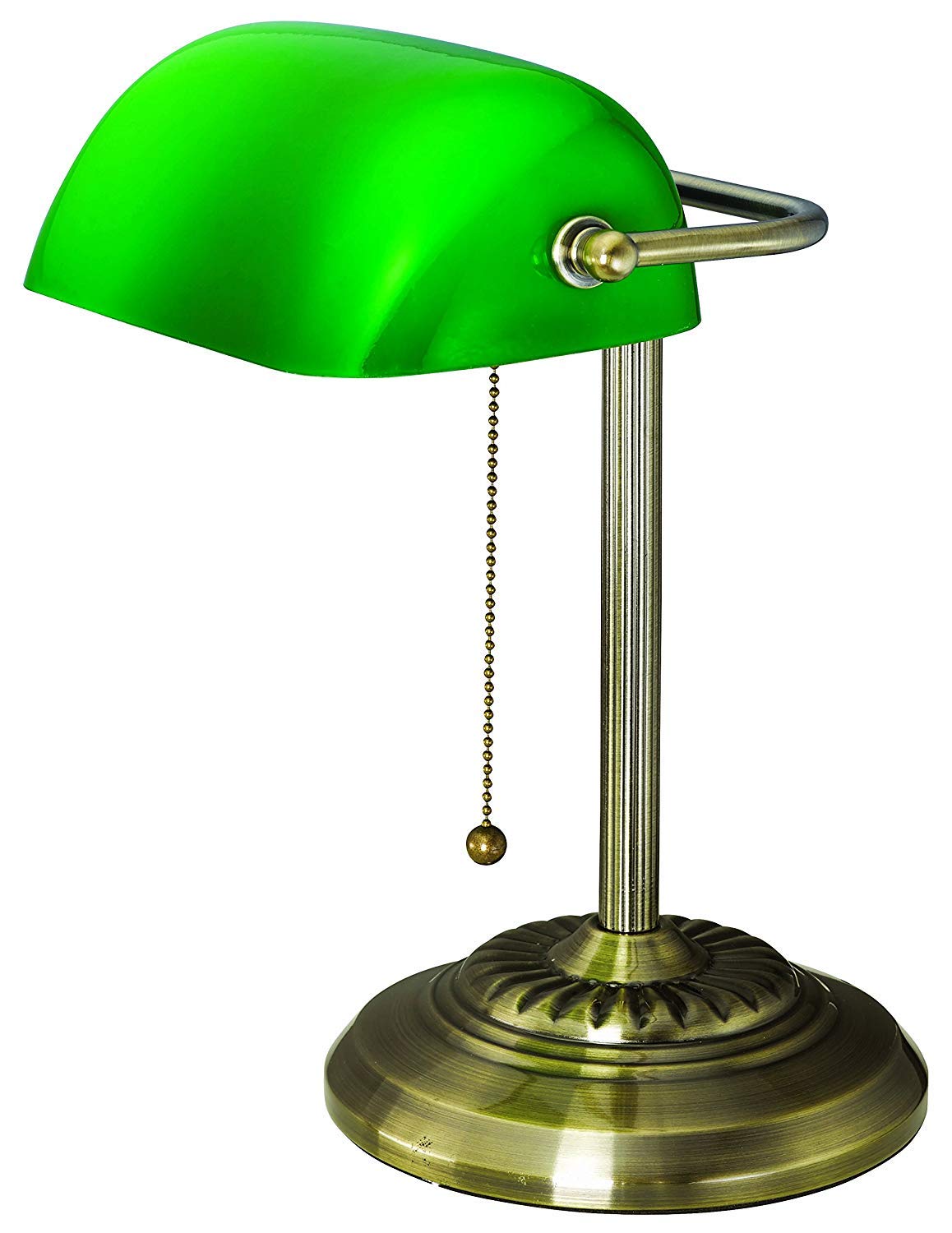Vintage Brass Desk Lamp with Replaceable LED Bulb - Adjustable Task Lighting for Home Office, Study & Reading Nook