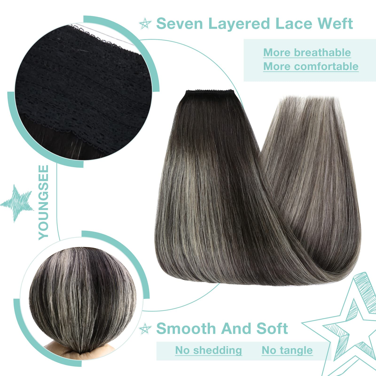 Premium 100% Human Hair Wire Hair Extensions for Women - Clip-In, Heat Resistant, Natural Look for Daily Styling & Special Occasions