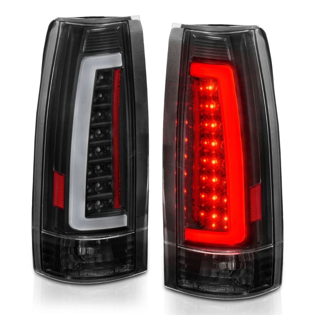 ANZO LED Tail Lights for Chevy Tahoe 1995-2000 - Black Housing with Clear Lens (Pair) | 311344 | Upgrade Your Truck's Style & Safety for Night Driving