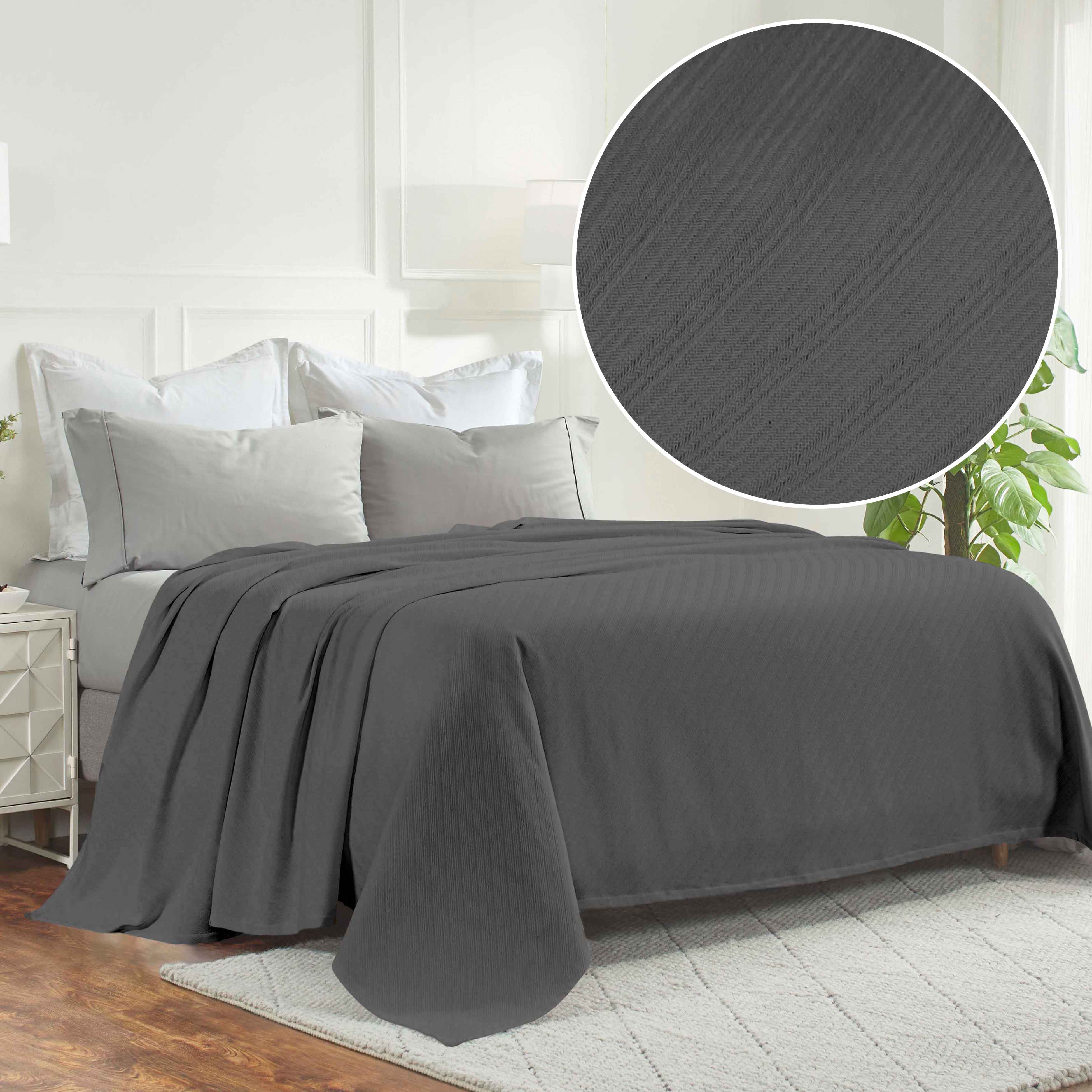Soft Milan Cotton Textured Striped Lightweight Woven Blanket - Perfect for Sofa, Bed & Outdoor Picnics - Breathable & Cozy Throw