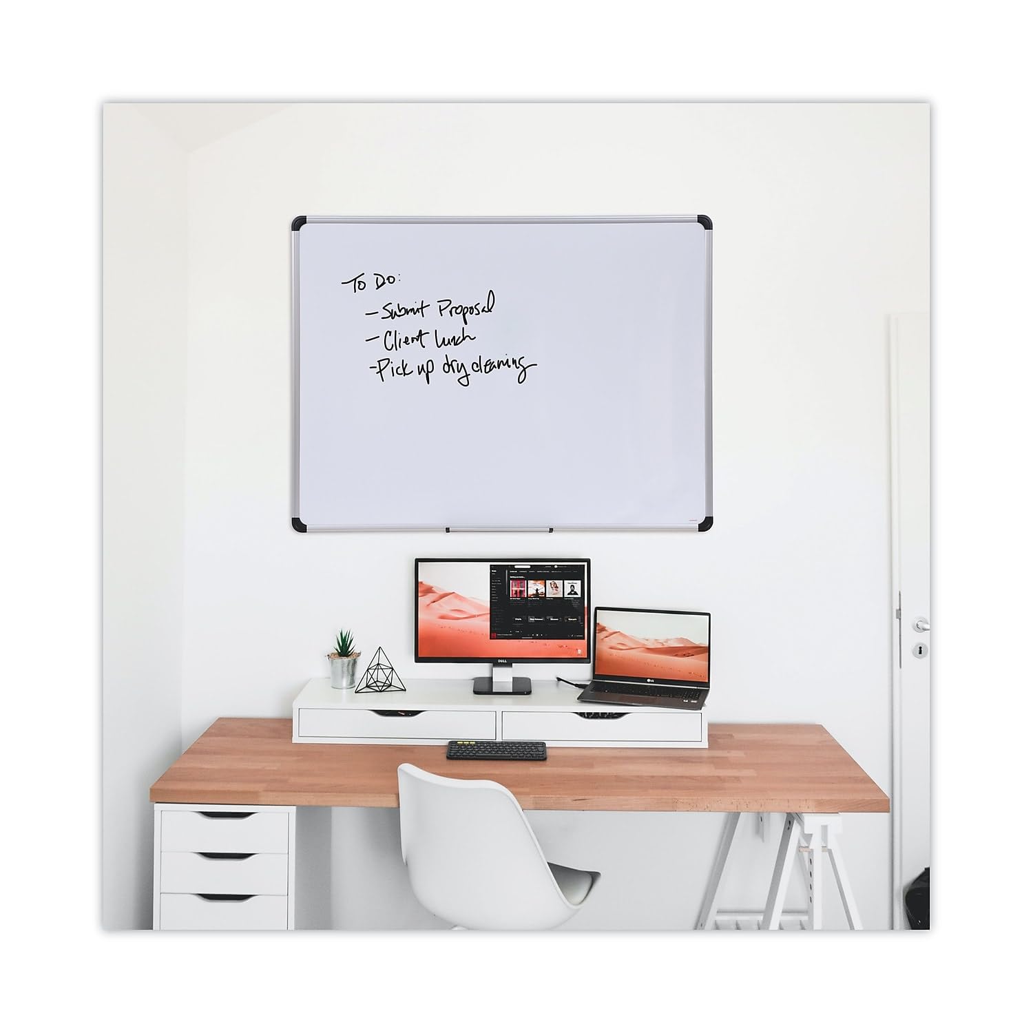 Universal 43734 Magnetic Dry Erase Whiteboard - 48x36 Inch Large White Board with Aluminum Frame for Office, Classroom & Home Use | Wall Mountable Whiteboard for Meetings, Teaching & Organization