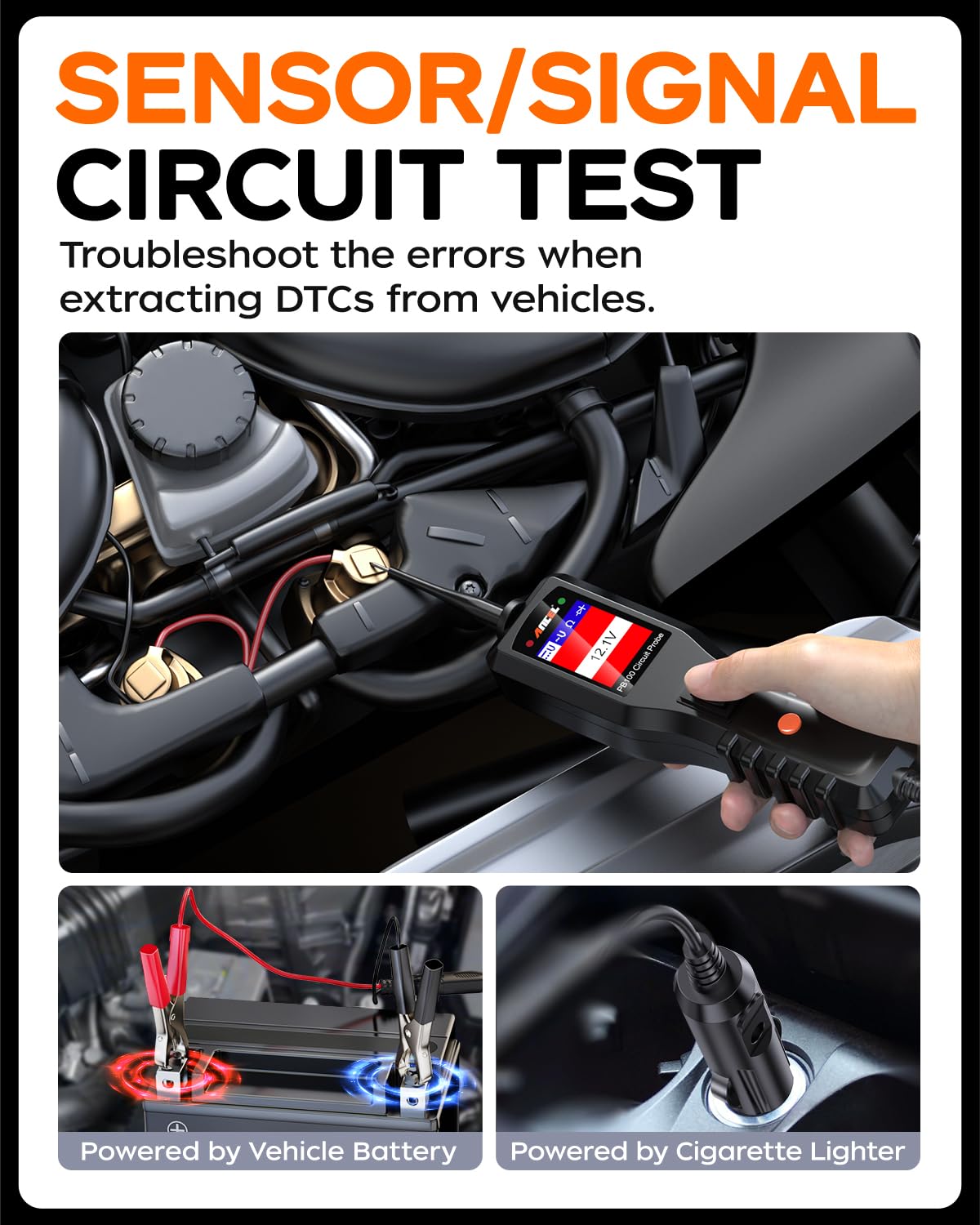 ANCEL PB100 Automotive Power Circuit Tester Probe with ANCEL AD410 Enhanced OBD2 Scanner - Car Electrical Diagnostic Tool for Mechanics & DIY Enthusiasts - Perfect for Vehicle Maintenance & Troubleshooting