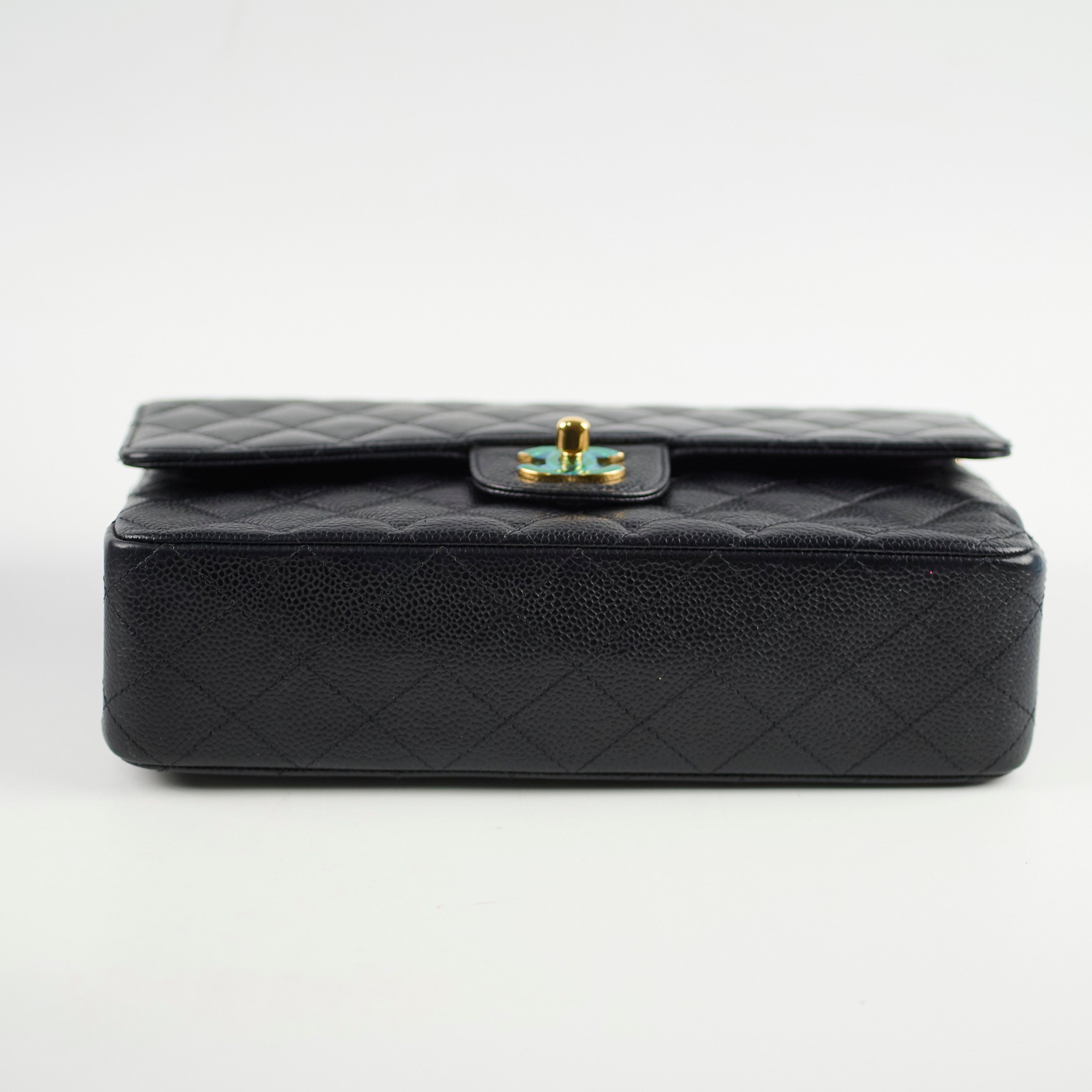 Chanel Medium/Large Caviar Leather Double Classic Flap Bag in Black - Luxury Designer Handbag for Women, Perfect for Work, Evening Events & Special Occasions