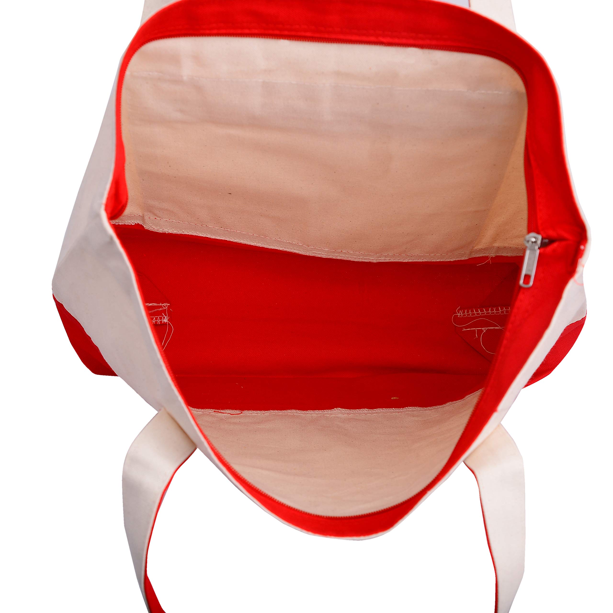 Durable Heavy-Duty Canvas Zippered Tote Bag with Two-Tone Design & Front Pocket - Perfect for Beach, Pool, Shopping, Travel & Daily Use