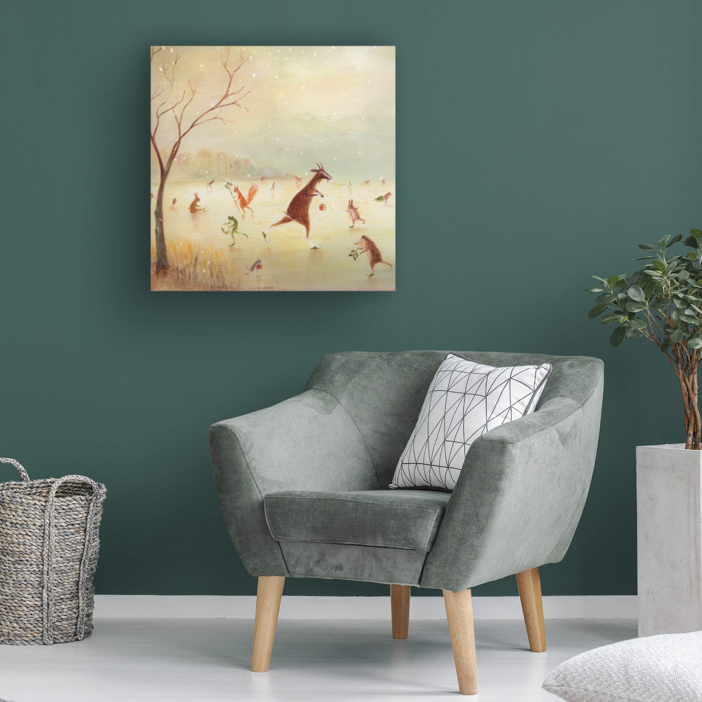 Trademark Fine Art - 18x18 The Winter Skaters by DD McInnes - Premium Canvas Wall Art - Perfect for Living Room, Bedroom & Office Decor
