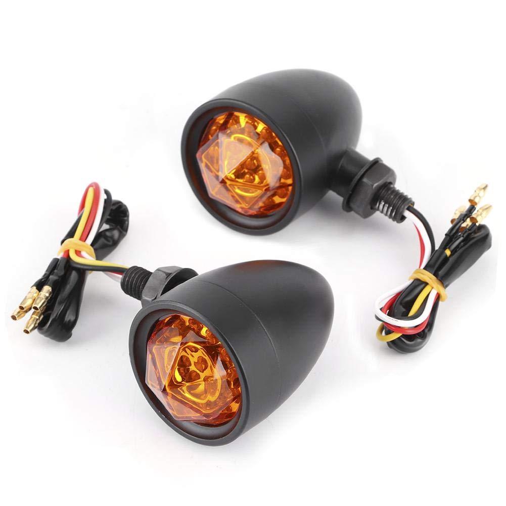 Aramox 10mm Universal LED Motorcycle Turn Signal Lights - 2pcs Amber Direction Indicator Lamps with Fixing Bolt Thread | Perfect for Harley, Cruiser & Street Bike Safety Lighting