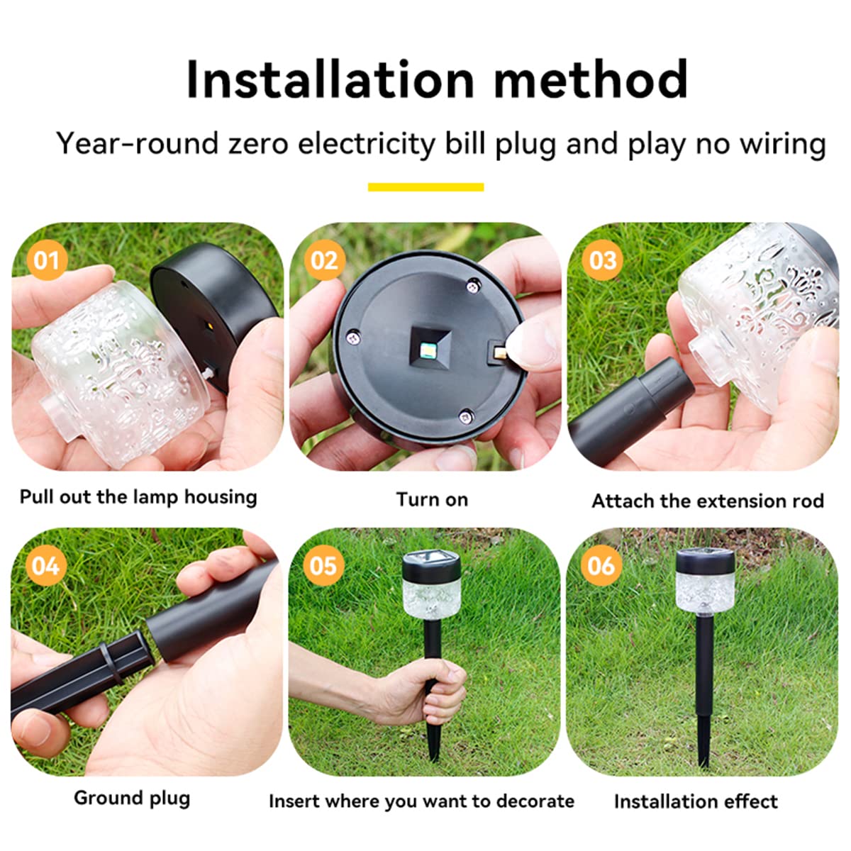 4 Pack Solar Garden Lights Outdoor Waterproof IP65 - Auto On/Off Solar Pathway Lights for Yard, Patio, Landscape, Walkway & Driveway - Warm Yellow LED Solar Powered Lights for Nighttime Outdoor Decoration & Safety Lighting
