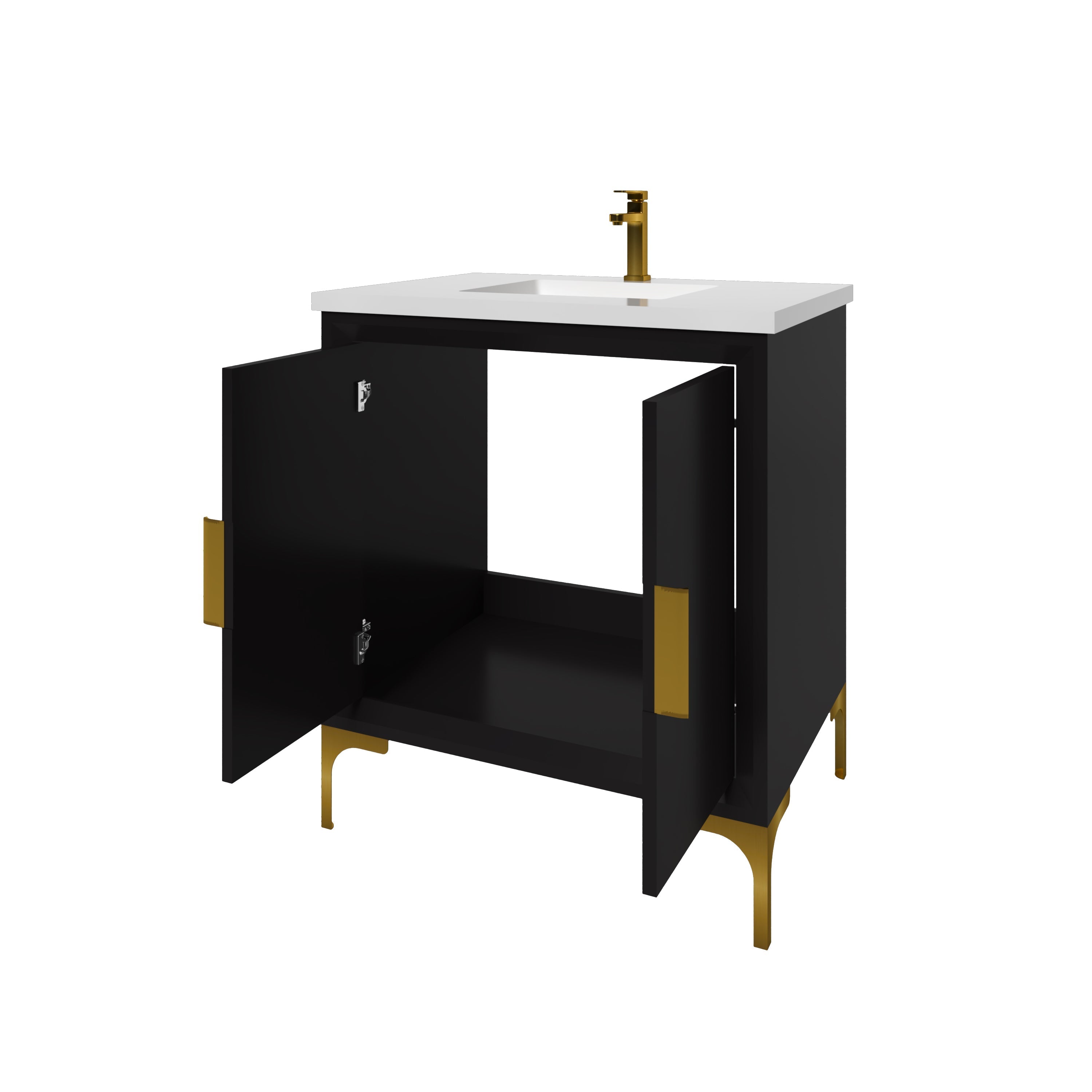 29.5 Inch Black Oxford Bathroom Vanity with Sink - Modern Single Sink Bathroom Cabinet for Small Spaces, Powder Rooms & Master Baths