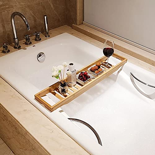 Non-Slip Bathtub Caddy Tray - Multi-Functional Bathroom Shelf for Toiletries, Books & Spa Accessories (White) - Perfect for Relaxing Baths, Shower Storage & Spa Days