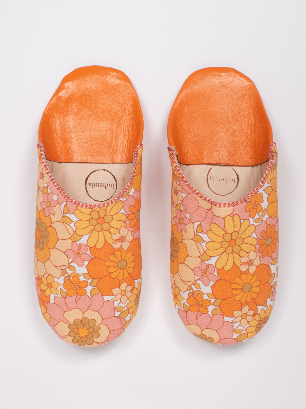 Margot Floral Babouche Slippers for Women - Comfortable Orange Moroccan Style House Shoes - Perfect for Home, Lounge & Indoor Use