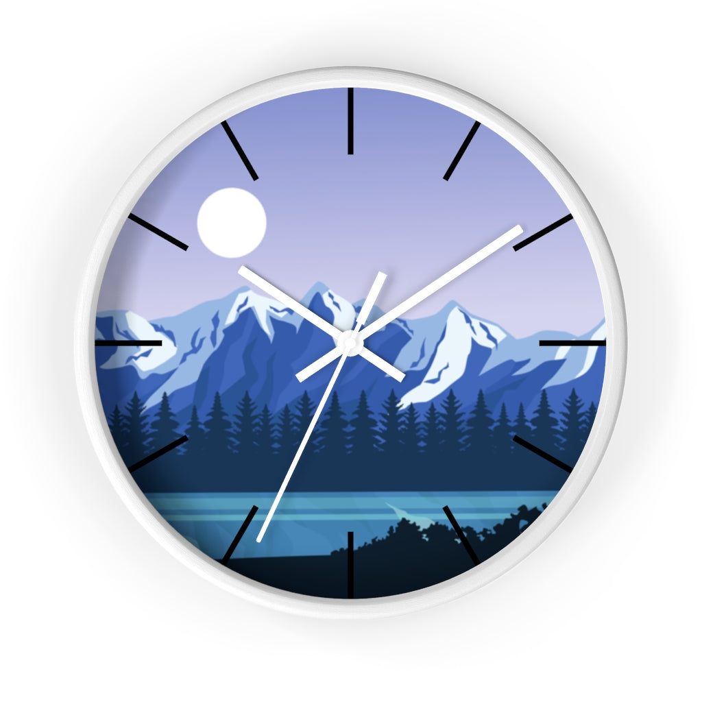 Blue Mountain Wall Clock - Large Silent Non-Ticking Modern Decor for Living Room, Bedroom & Office - Perfect for Home, Office & Gifts