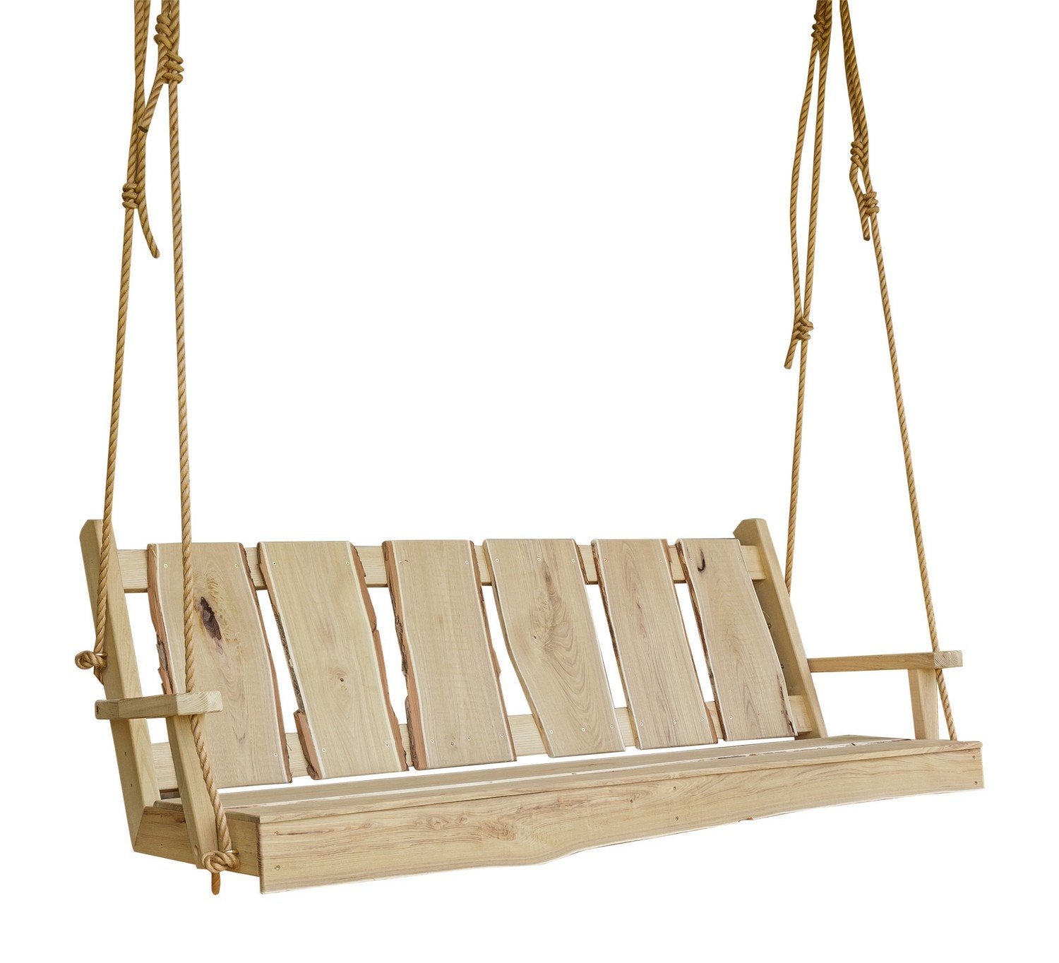 A&L Furniture Blue Mountain Timberland Swing with Rope - Heavy Duty Wooden Porch Swing for Outdoor Garden, Patio, Backyard Relaxation