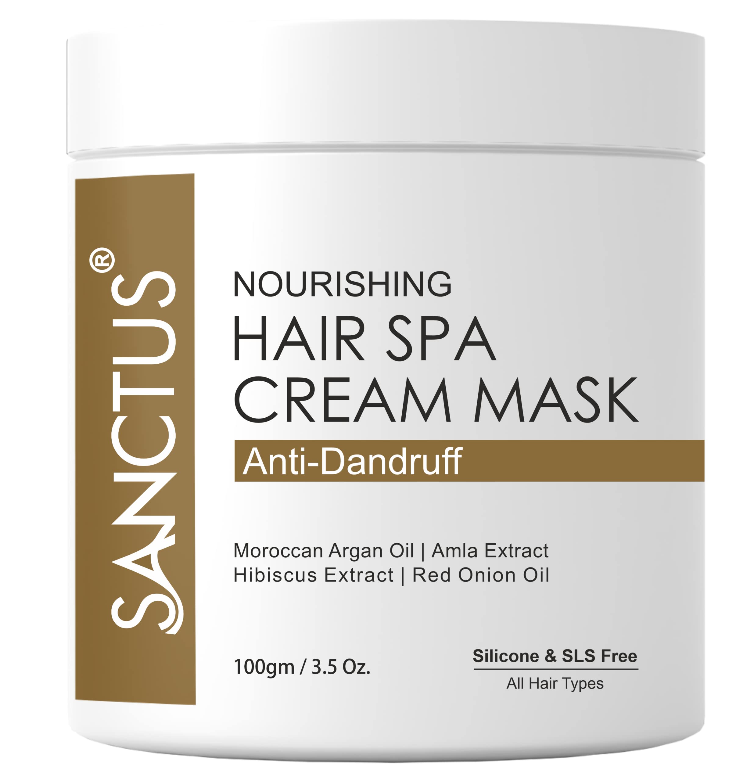 Organic Hair Spa Cream Mask with Red Onion Oil & Moroccan Argan Oil - Deep Conditioning Treatment for Scalp Nourishment & Dandruff Control - Infused with Amla & Hibiscus Extracts - 100g - Perfect for Damaged Hair Repair & Daily Hydration