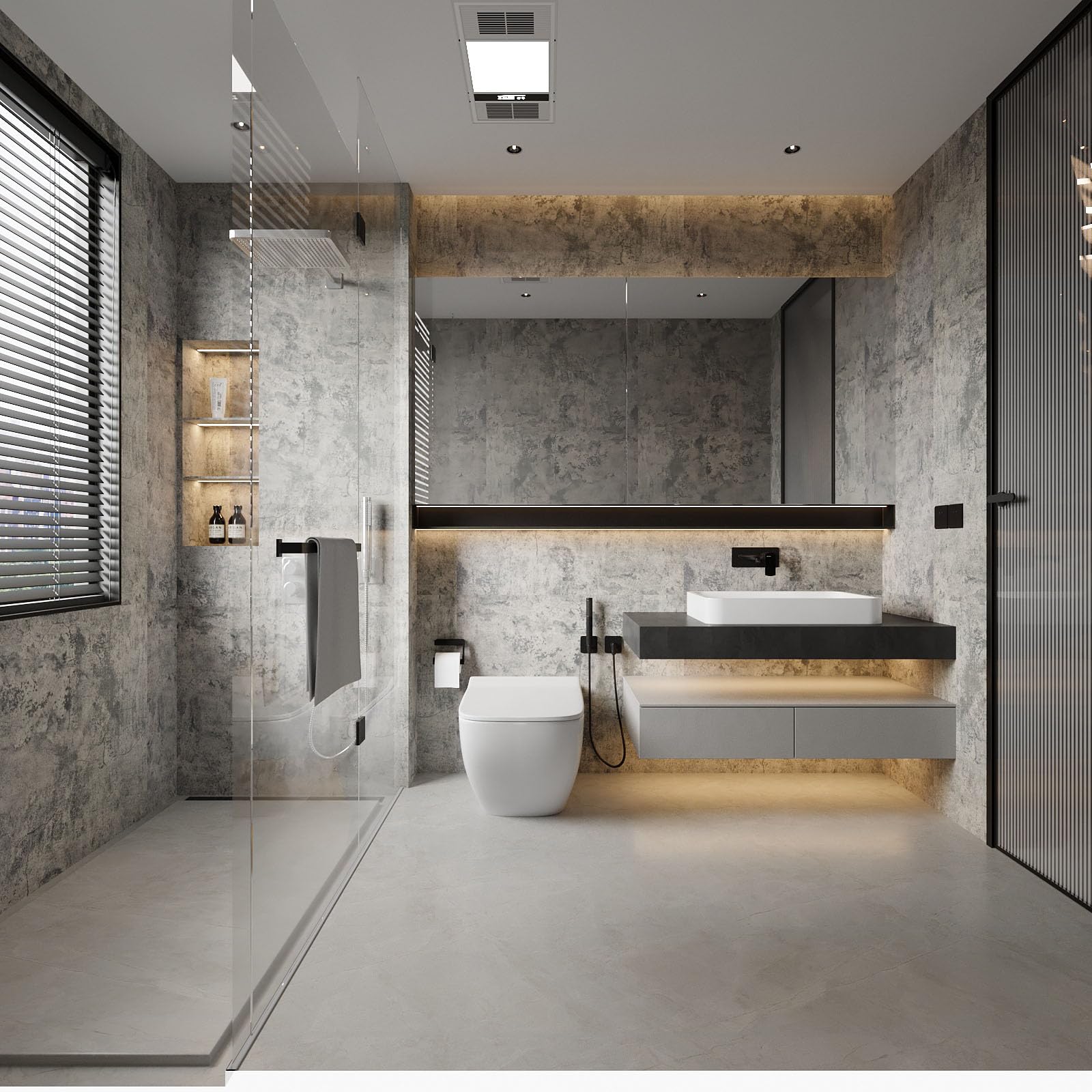 Cement Gray Contact Paper - Concrete Peel and Stick Wallpaper for Industrial Style Decor | Waterproof Self-Adhesive Vinyl Film | Removable Decorative Paper for Furniture, Bathroom & Kitchen Cabinets | Perfect for DIY Home Renovation and Surface Protection