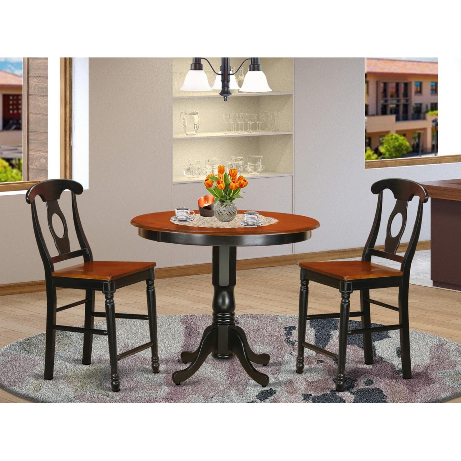 East West Furniture 3-Piece Counter Height Dining Set - 42