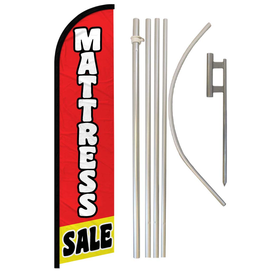 Infinity Republic - Windless Full Sleeve Banner Swooper Flag & Pole Kit for Mattress Sales - Durable Advertising Display for Businesses, Furniture Stores & Retail Promotions | Perfect for Storefronts, Parking Lots & Outdoor Events
