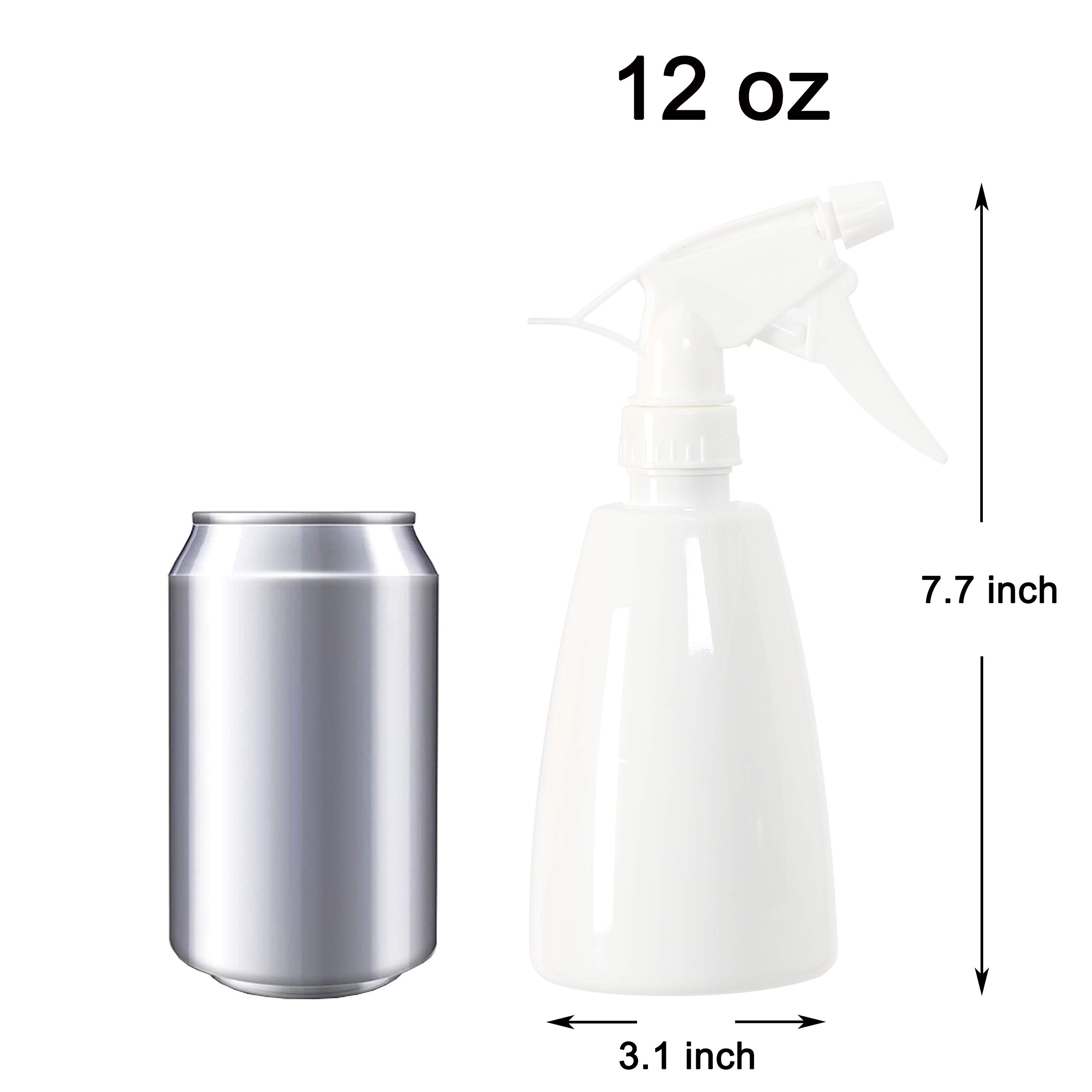 Youngever 6 Pack 12oz Empty Plastic Spray Bottles - White Refillable Spray Bottles for Hair Care, Cleaning Solutions & DIY Projects | Perfect for Salon, Home Cleaning & Gardening Use