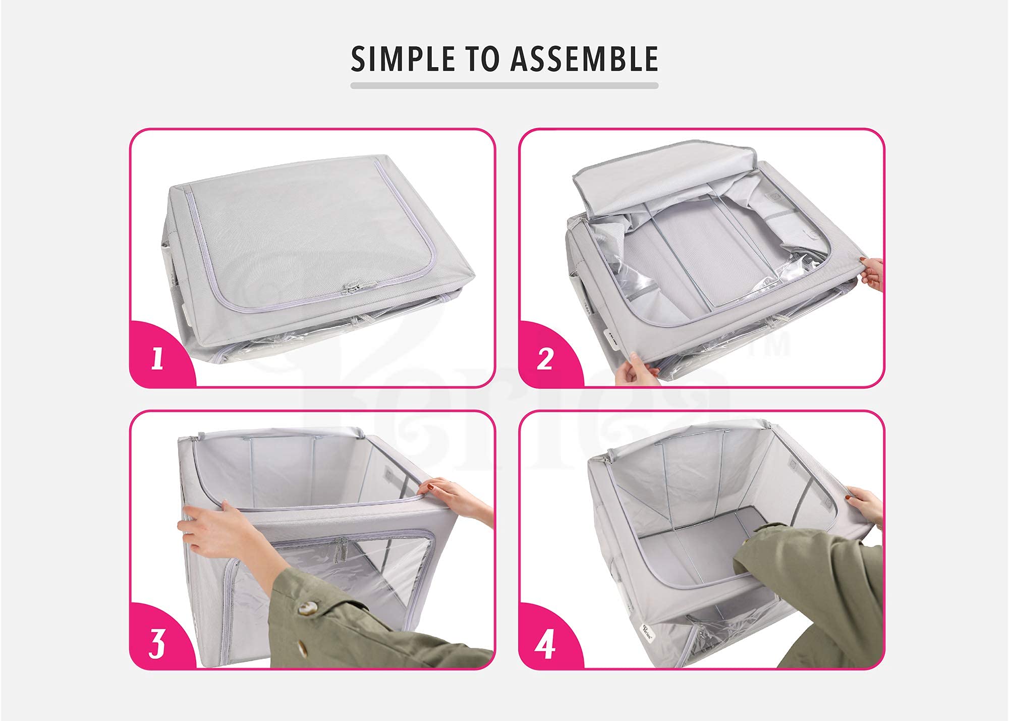 Oxford Cloth Steel Frame Under Bed Storage Boxes - Pack of 2 Medium Closet Organizers (Metallic Floral) - Perfect for Bedroom, Dorm, or Small Space Organization
