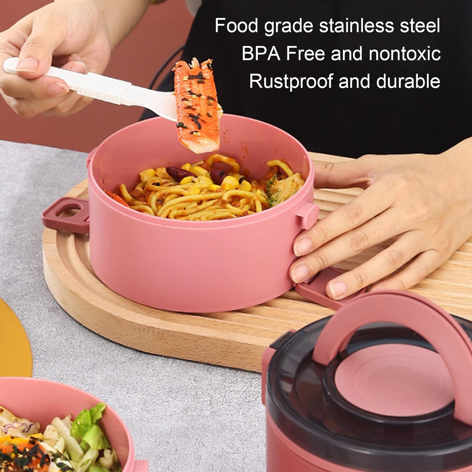 Stackable 1600ml Thermal Lunch Box - BPA-Free Food Grade Plastic, 2-Layer Heat Preservation for Home, Office & Travel - West Asia Red (Ideal for Meal Prep, Picnics & On-the-Go Dining)
