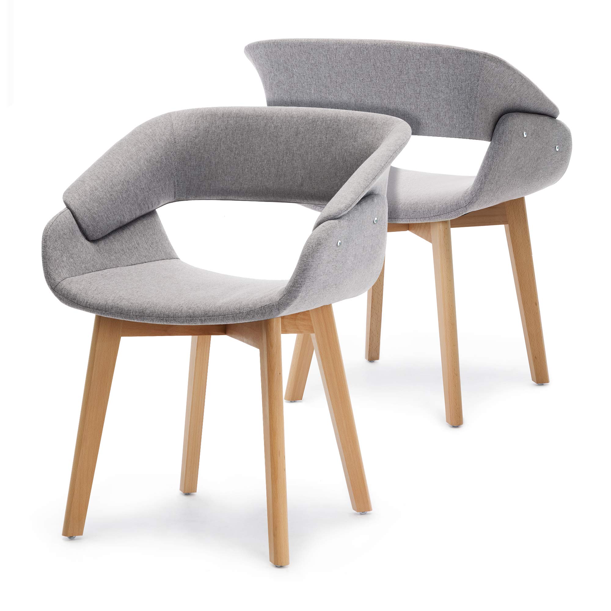 Ivinta Dining Chairs Set of 2 - Modern Upholstered Fabric Kitchen Chairs with Solid Wood Legs, Comfortable Accent Chairs for Living Room, Restaurant, Cafe & Home Decor (Gray) - Perfect for Dining Rooms, Breakfast Nooks & Small Spaces