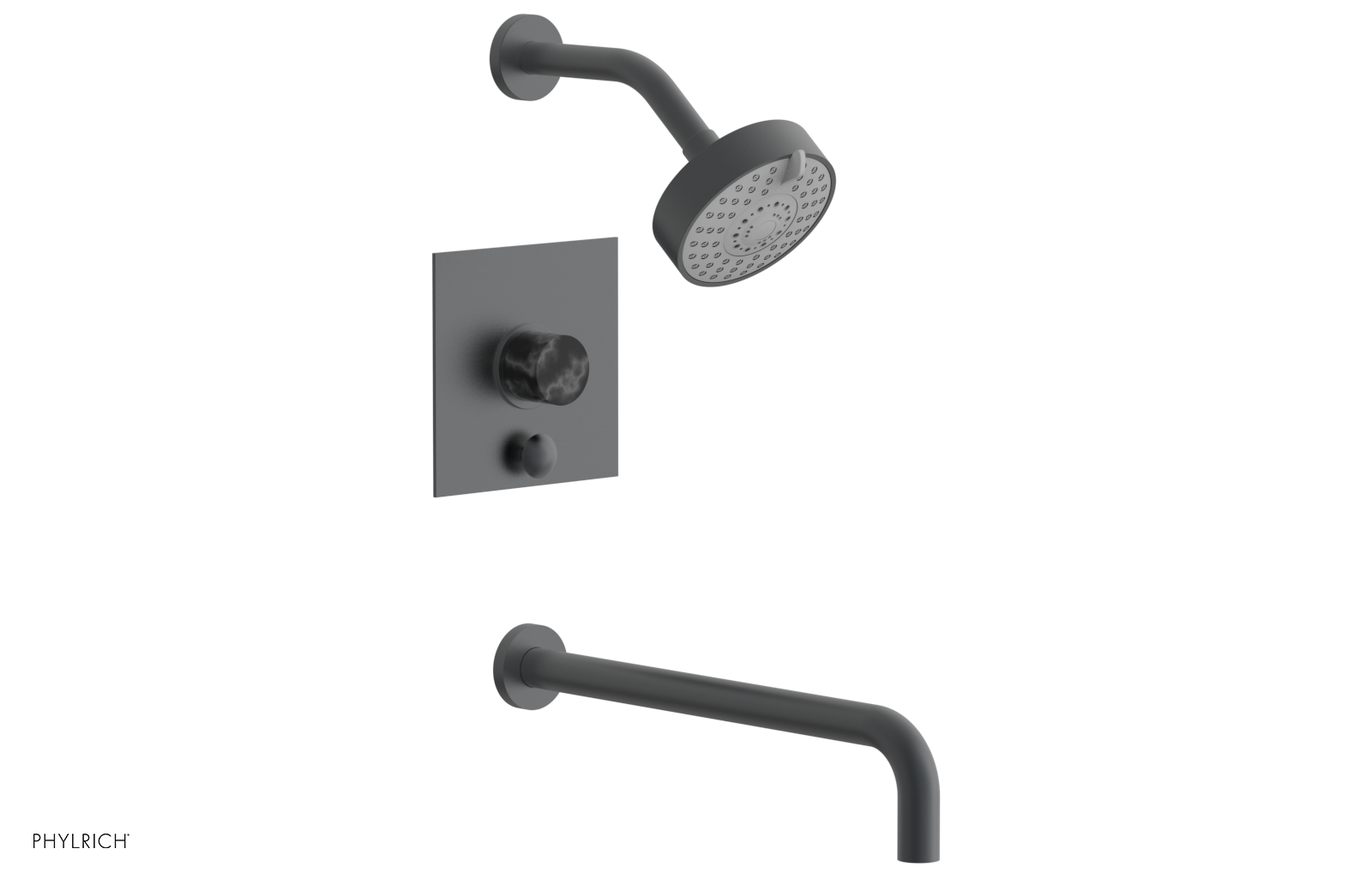 BASIC II 14 Pressure Balance Tub and Shower Set in Black Marble - 230S 28 14 Model | Perfect for Modern Bathroom Renovations & Spa-Like Shower Experiences