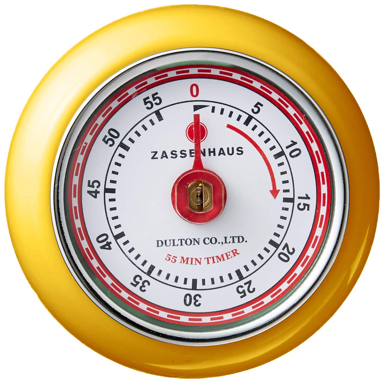 Zassenhaus Magnetic Retro Kitchen Timer - Classic Mechanical Cooking Timer with Loud Alarm (Yellow, 2.75-Inch) - Perfect for Baking, Cooking, and Kitchen Use