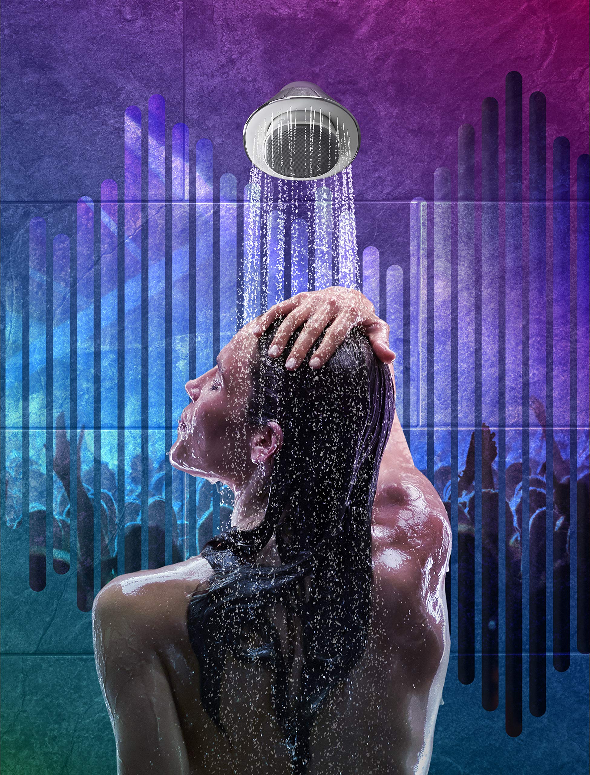 KOHLER K-28238-GKA-CP Alexa Enabled Showerhead with Bluetooth Speaker & Radio | Rechargeable Portable Shower Speaker | 1.75 GPM Water Flow | Polished Chrome Finish | Perfect for Bathroom Relaxation & Hands-Free Music Streaming