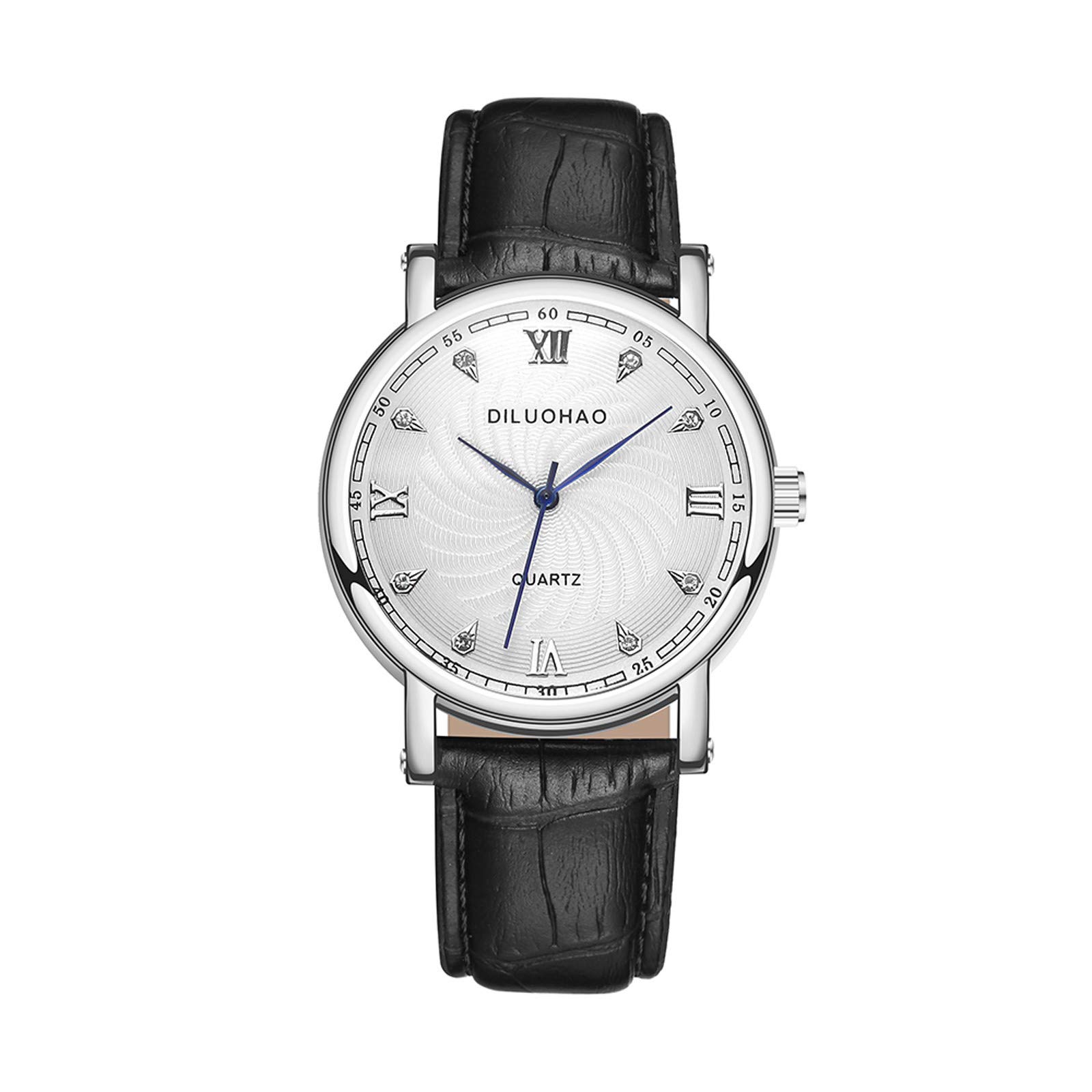 Men's Leather Strap Watch - Large Roman Dial, Waterproof, Stainless Steel Case for Outdoor & Business