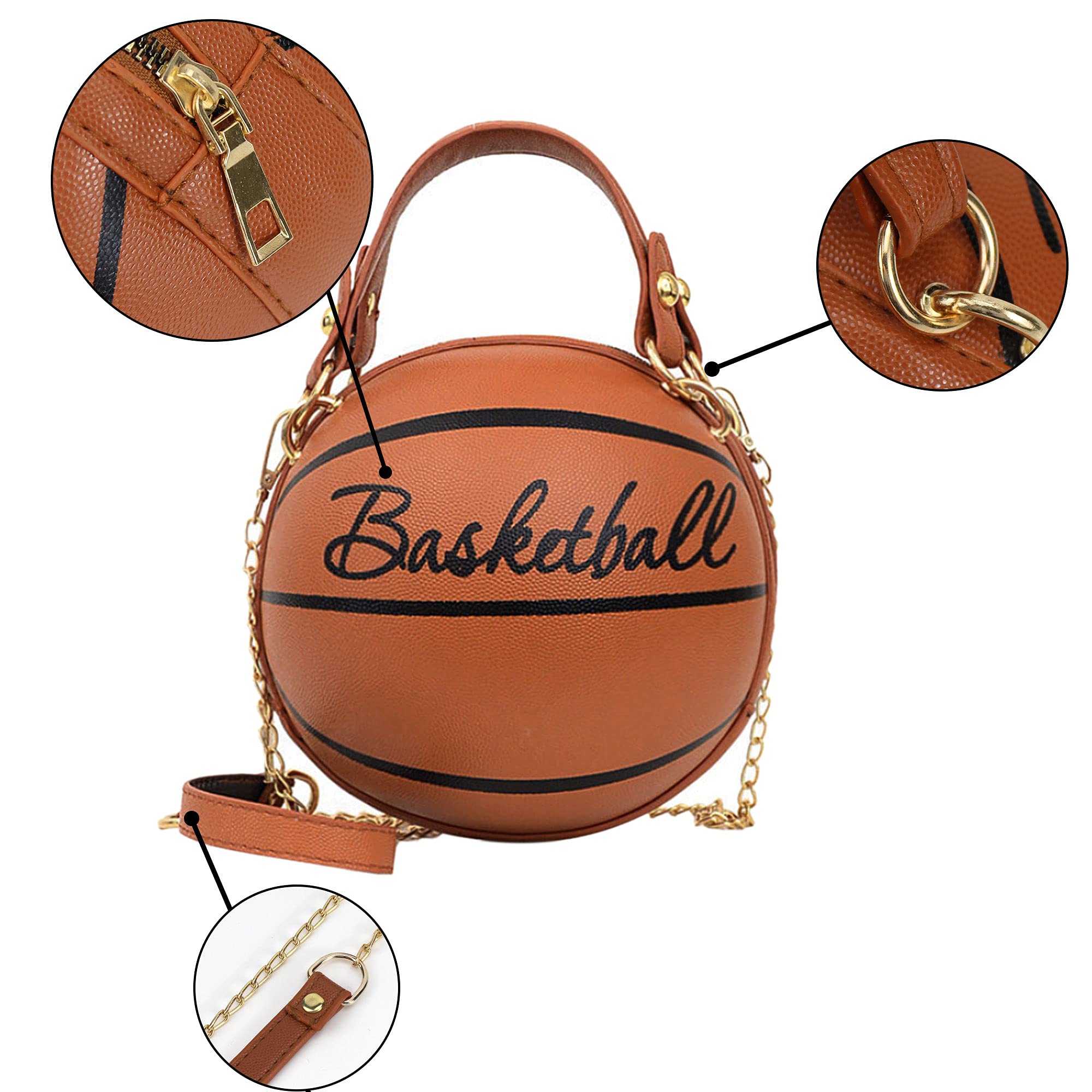 LABANCA Women's PU Leather Basketball Shaped Crossbody Shoulder Bag - Stylish Sporty Handbag for Soccer Fans, Gym, School & Travel Accessories