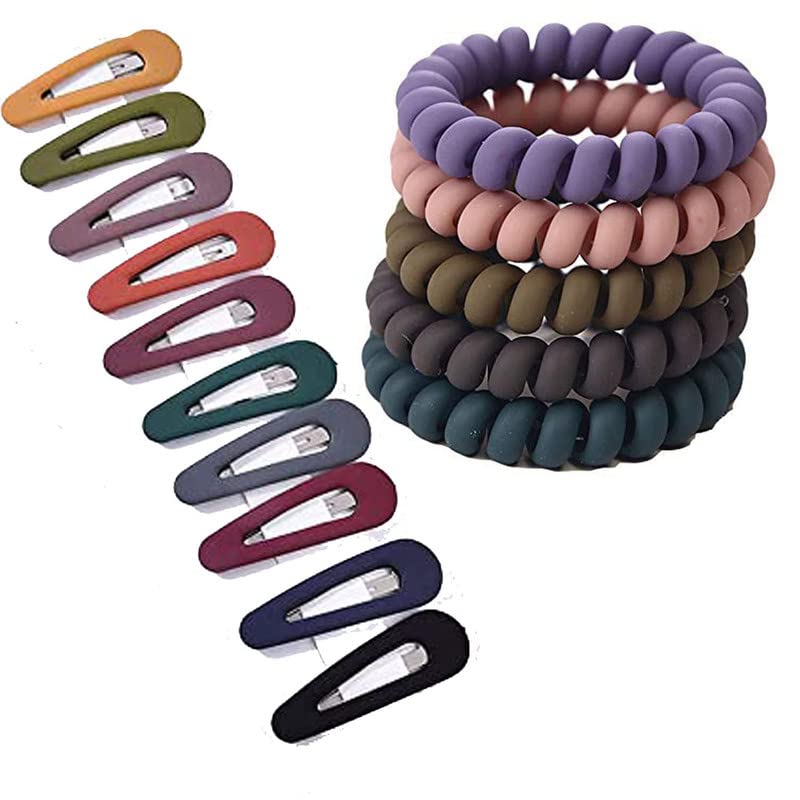 LYTIX 15-Piece Women's Fashion Hair Clips Set - Matte Plastic & Metal Oval Hairpins with Wire Cord for Daily Styling | Perfect for Work, School, and Casual Outfits