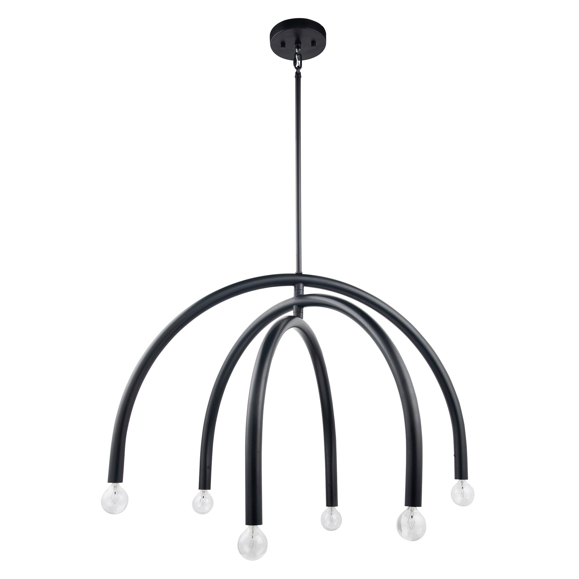 Mid Century Modern Black Dimmable 6-Light Chandelier - Elegant Dining Room Lighting for Home & Restaurant Decor