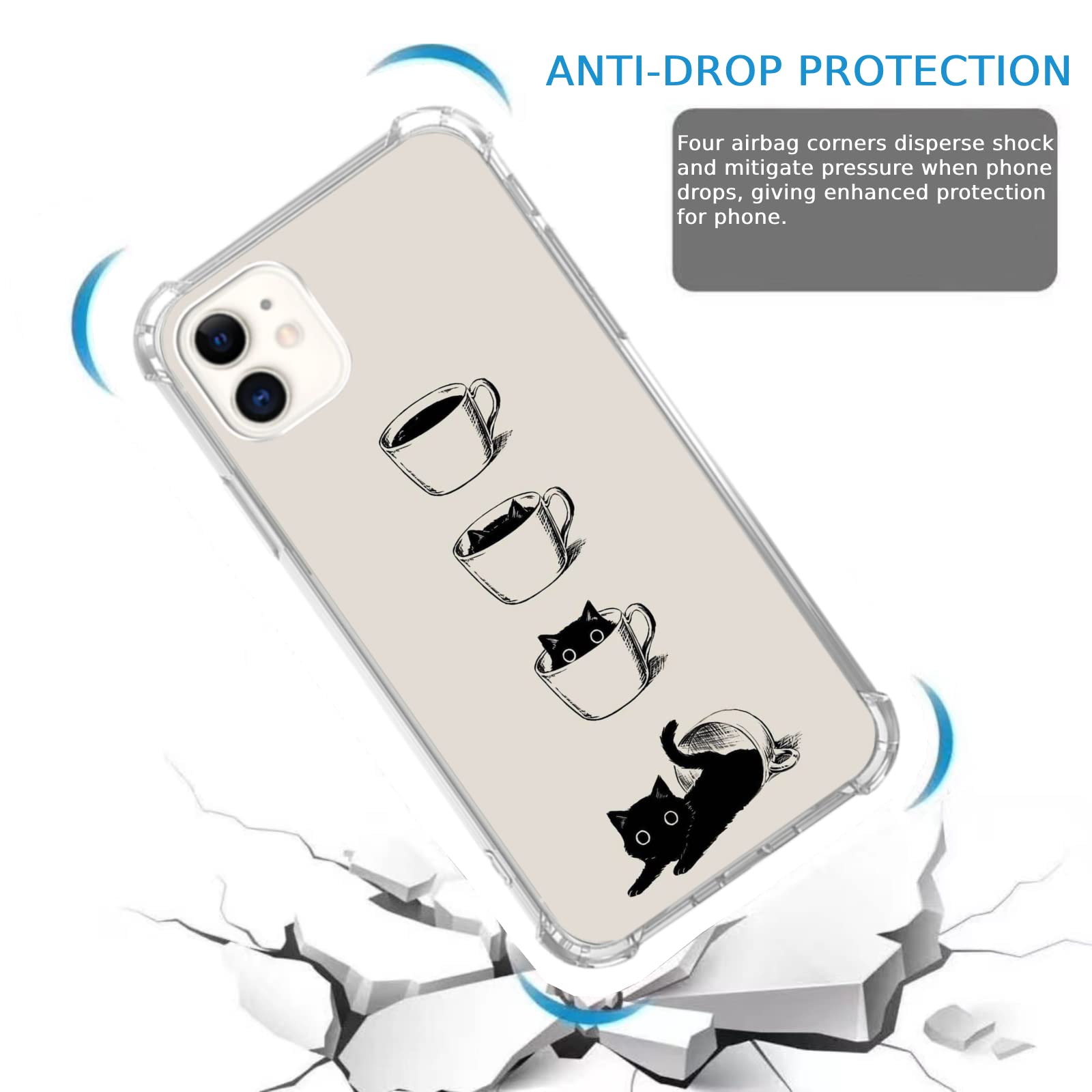 Stylish Black Cat iPhone 11 Case - Cute Cup Cat Design with Durable TPU Bumper Cover | Perfect for Cat Lovers & Everyday Protection