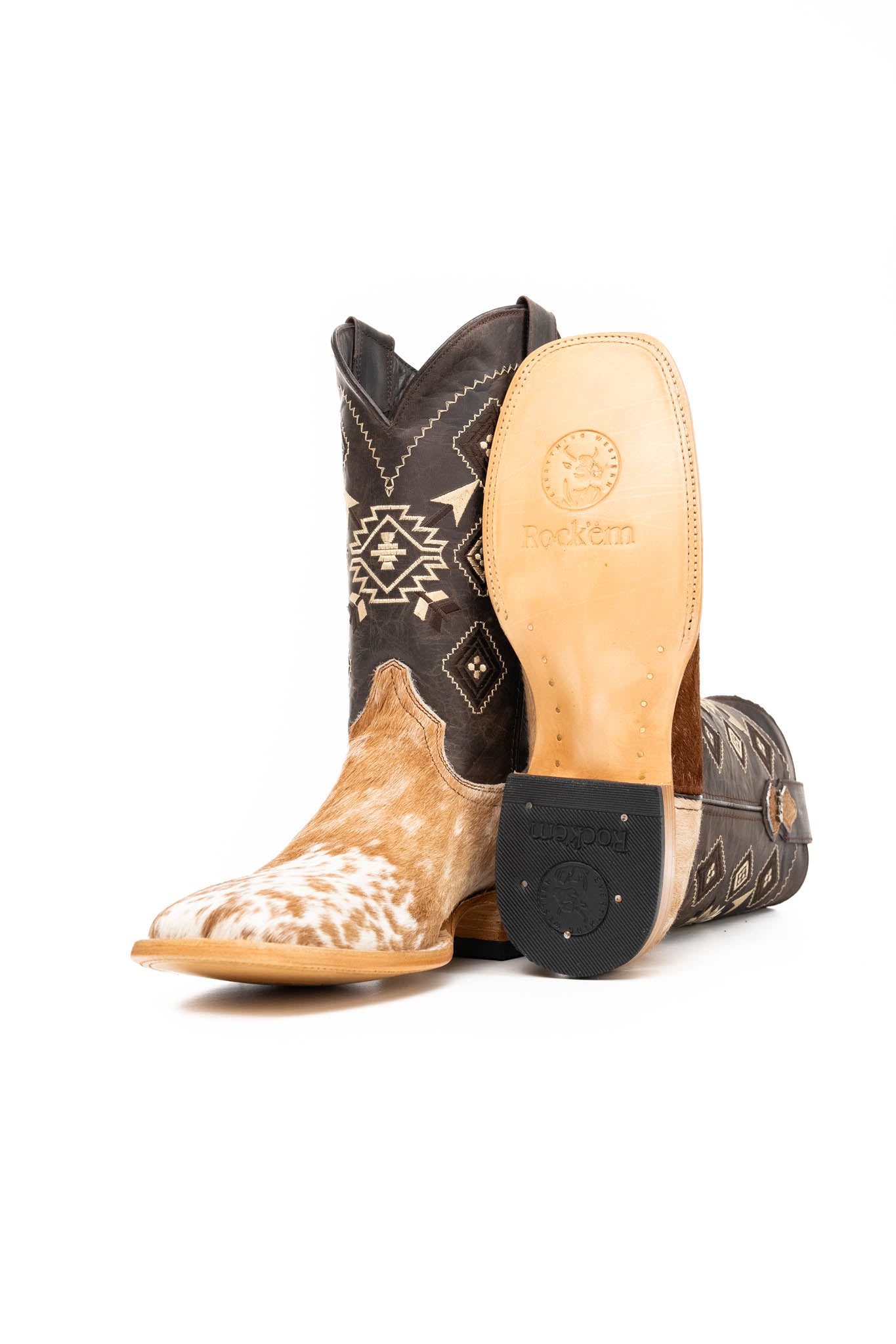 Authentic Men's Cowhide Square Toe Cowboy Boots - Size 11.5 (NM109) - Western Style, Durable & Comfortable - Perfect for Rodeo, Country Dancing & Outdoor Adventures