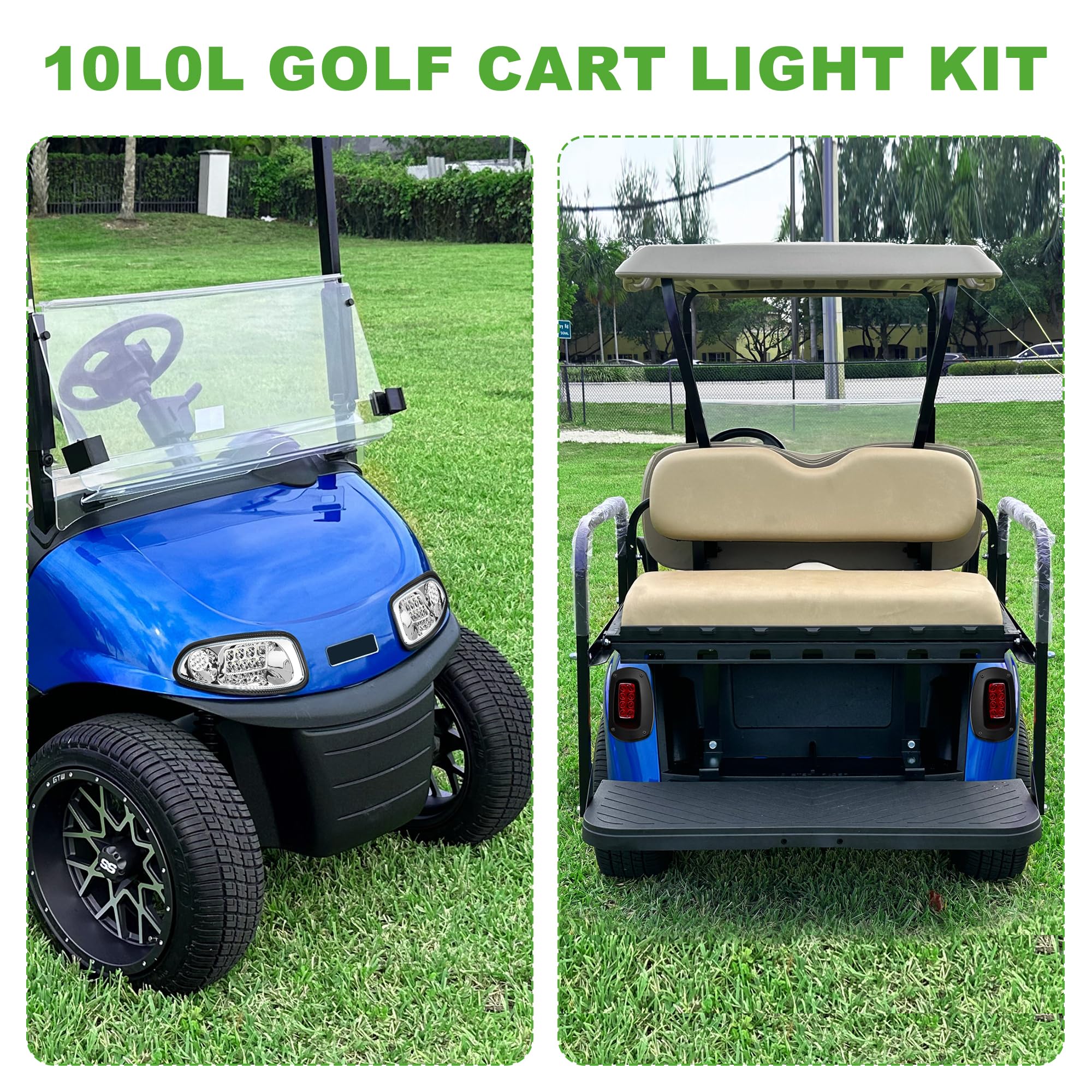 EZGO RXV 08-15 Golf Cart Lights Kit - 12V Headlights & Tail Lights with Turn Signals for Street Legal Use
