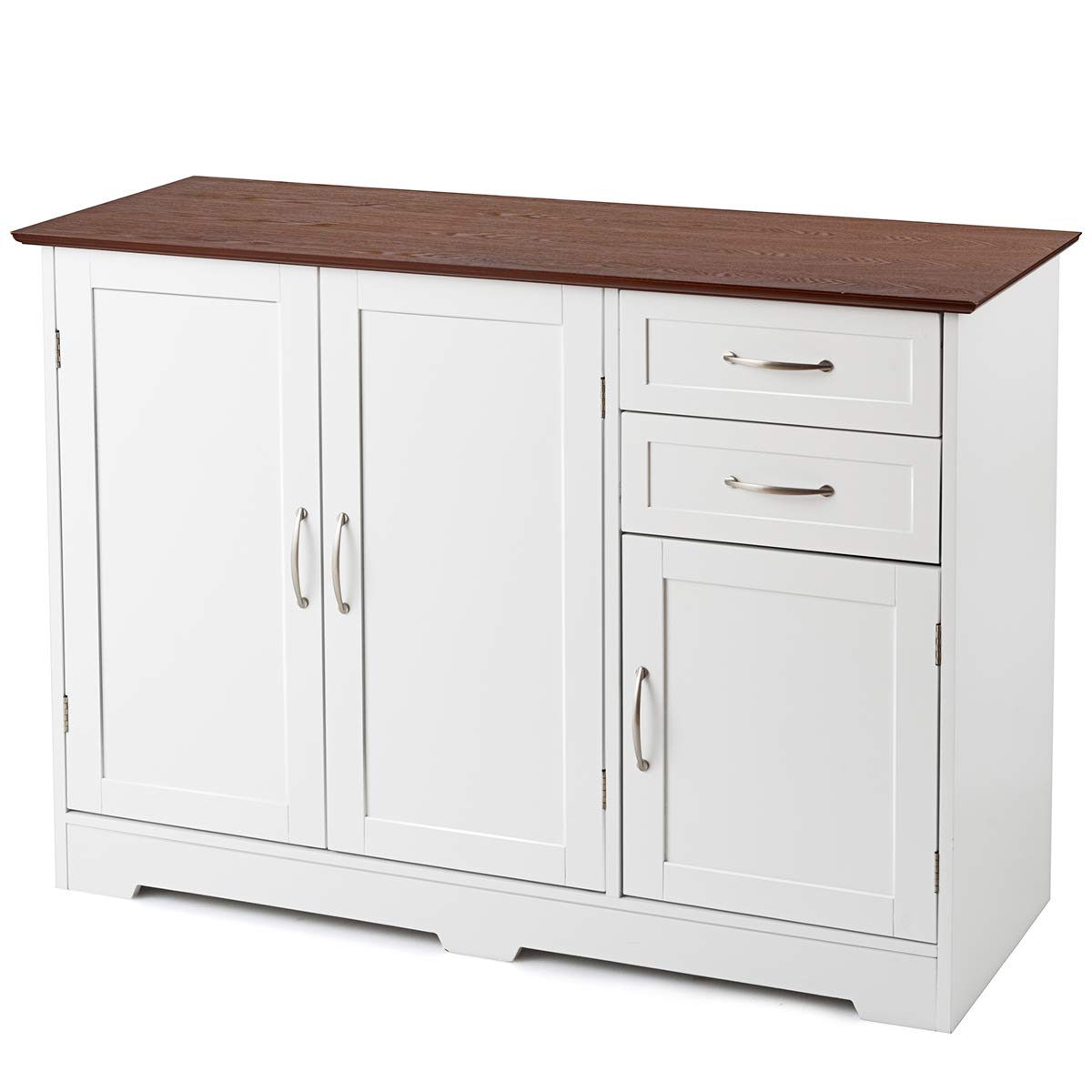 Giantex Buffet Sideboard Storage Cabinet - 2-Door Credenza with 2 Drawers, White & Vermilion - Kitchen Dining Room Furniture Organizer, Entryway Cupboard - Perfect for Home Dining Storage, Living Room Decor, and Hallway Organization