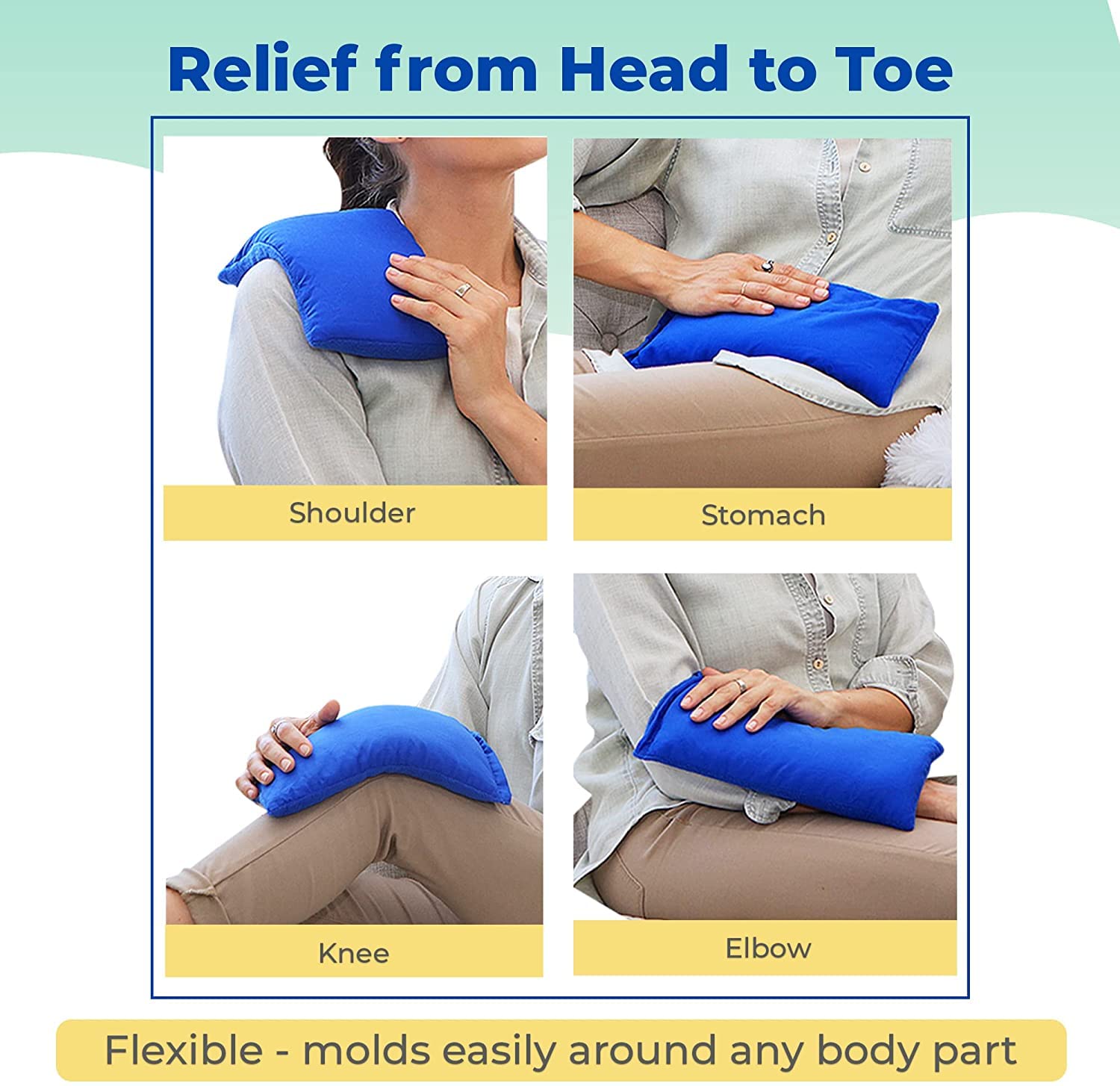 Microwave Heating Pad for Pain Relief - Moist Heat Therapy for Joints, Muscles & Cramps - Reusable Hot & Cold Pack - Lavender Scented Blue Pad - Perfect for Home, Office & Travel Use
