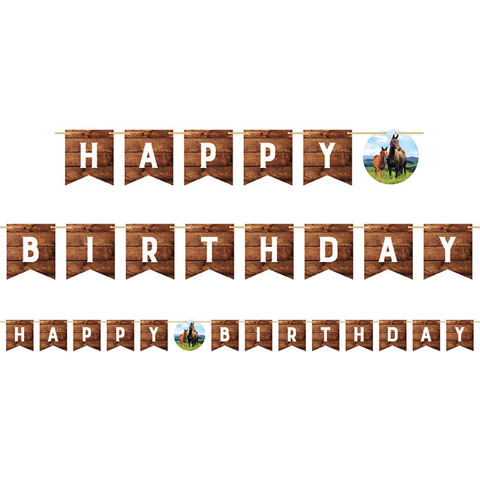 12-Piece Bulk Horse and Pony Banners Set - Colorful Party Decorations for Birthday, Baby Shower & Equestrian Events