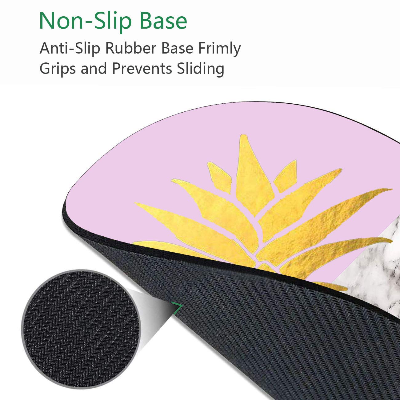 Pineapple Design Non-Slip Round Mouse Pad with Coasters Set - Rubber Computer Mousepad for Office & Home Desk Accessories - Perfect for Laptop, PC Workstations & Gaming Setup