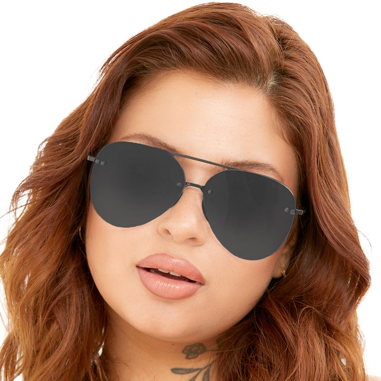 Smaller Megan 2 Jet Black Tangle-Free Aviator Sunglasses for Women - UV Protection Polarized Lenses for Driving, Travel & Outdoor Activities