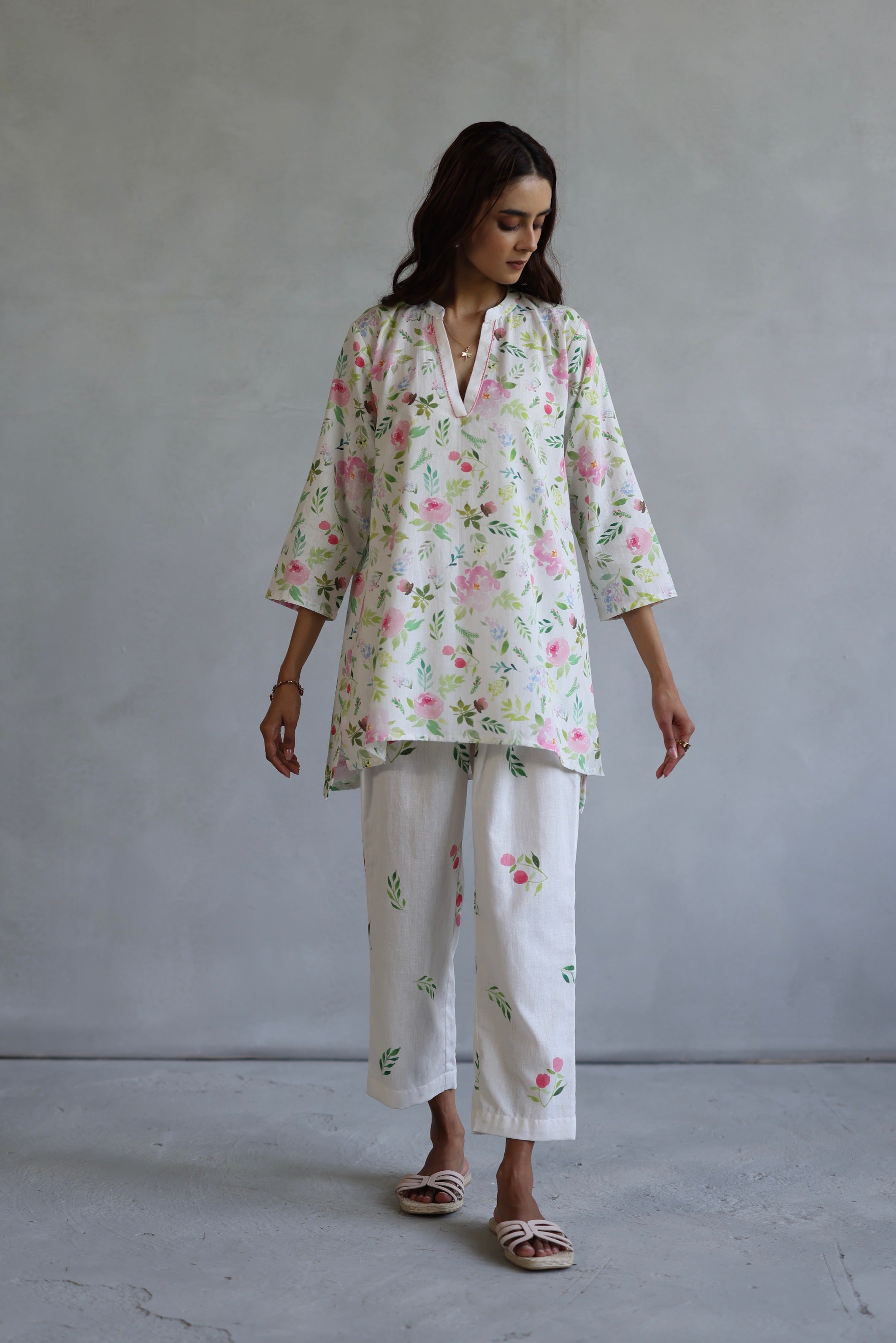 Stylish Hyacinth Tunic set for women - Flowy bohemian blouse & pants outfit - Perfect for summer festivals, beach vacations and casual wear