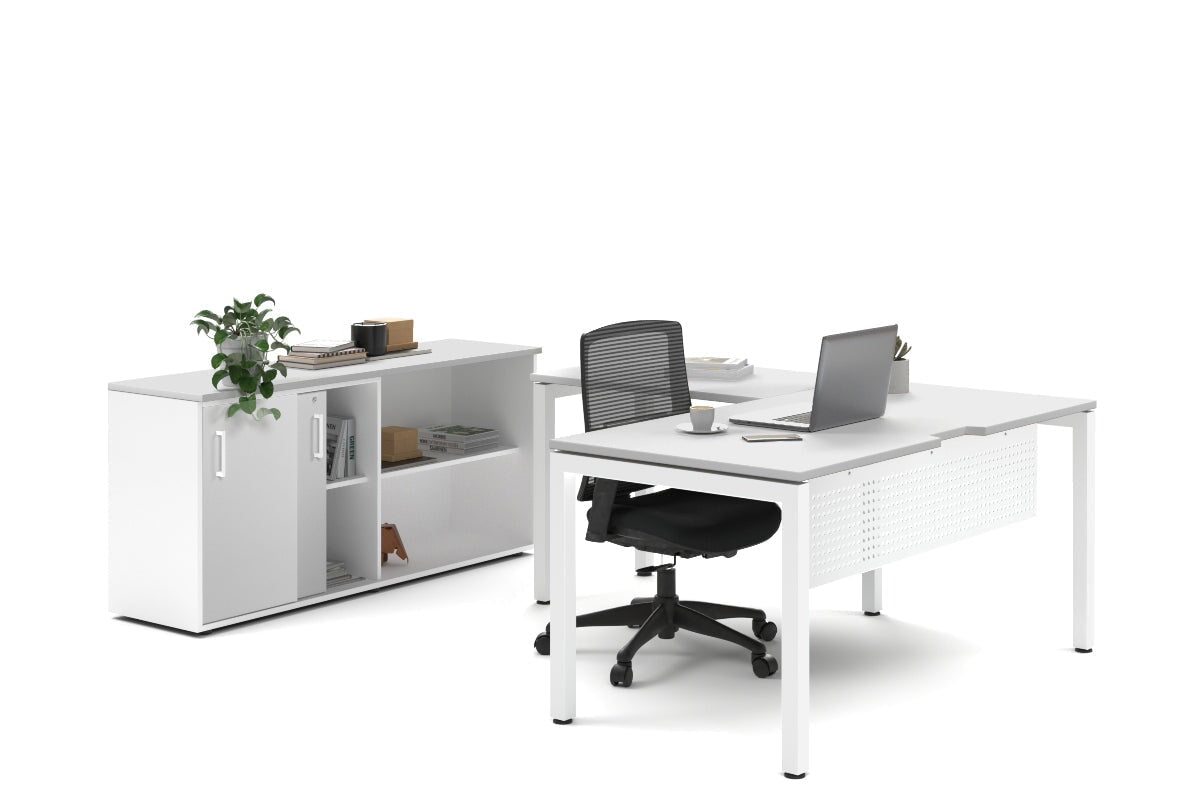 Quadro Square Legs L-Shaped Executive Desk with White Legs [1800L x 1700W] - Perfect for Home Office, Modern Workspace & Executive Suites