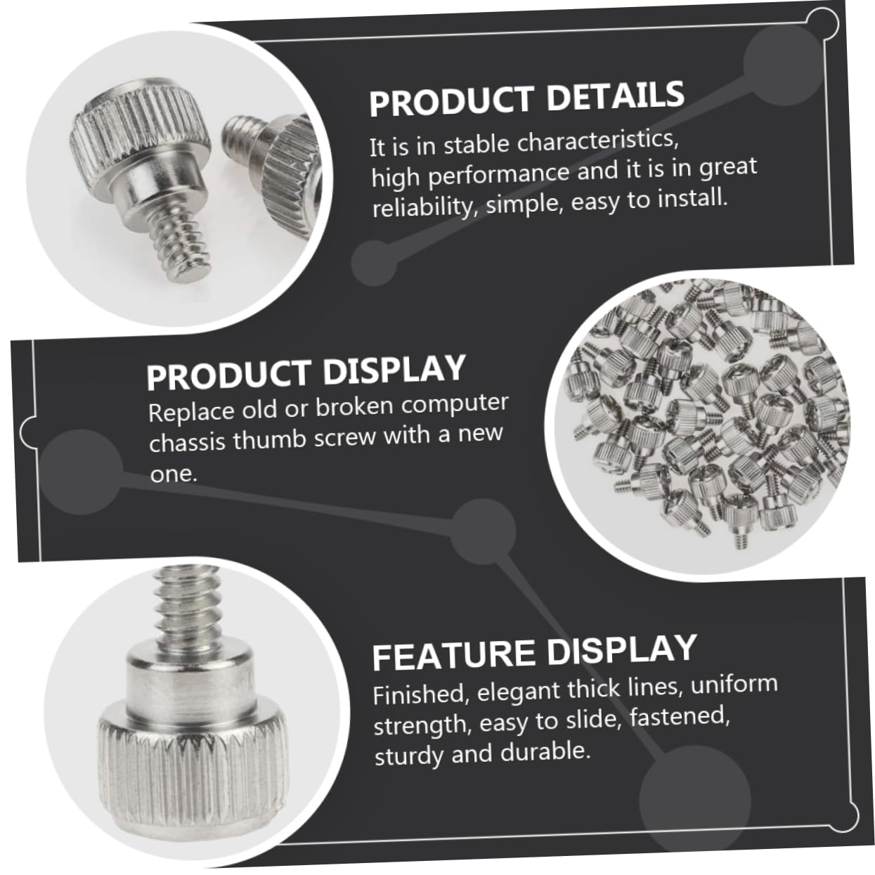 HOMSFOU 100pcs Black Computer Case Screws - M3 Thumbscrew Replacement for PC Build, XR Camera Lens Protector & Cube Light (Oxidation Resistant) - Perfect for DIY Computer Repair, Electronics Assembly, and Camera Equipment Maintenance