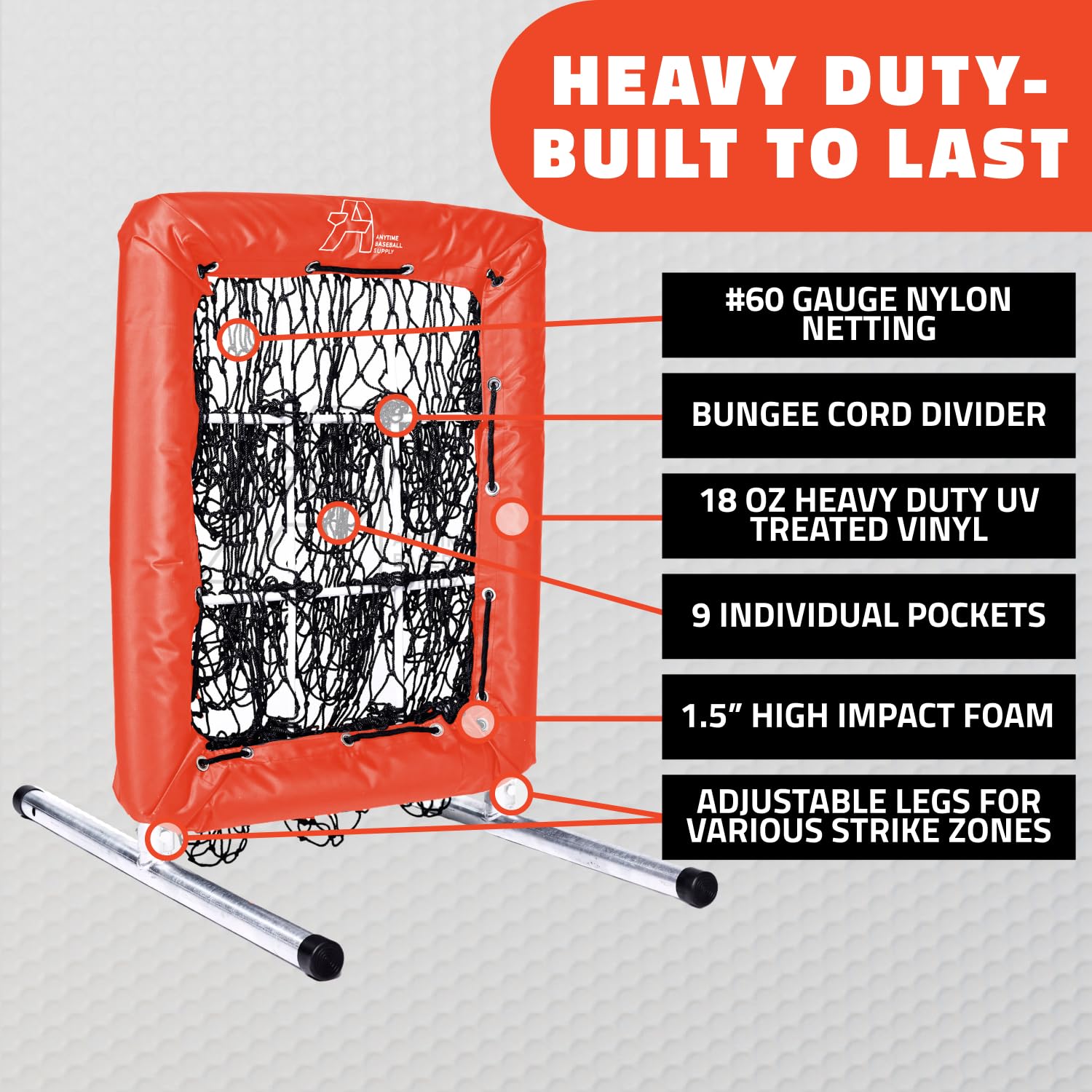 Anytime Baseball Pitching Net with Strike Zone | 9 Hole Pitching Target for Baseball & Softball Training | Portable Practice Net for Backyard, Field & Indoor Drills