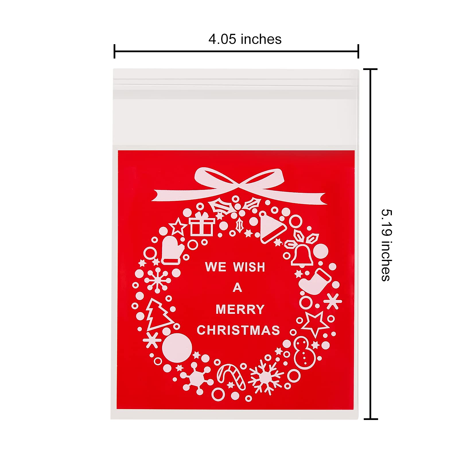 BEEFLYING 400pcs Clear Christmas Cellophane Bags - Small Self-Adhesive Treat Bags for Holiday Candy, Cookie & Gift Wrapping - Perfect for Christmas Parties, Stocking Stuffers & DIY Treat Favors