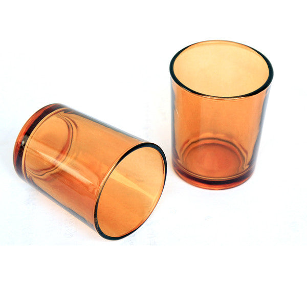 10 Pack Orange Glass Votive Tealight Candle Holders - Elegant Wedding Centerpiece, Christmas Party Decor, Bridal Shower & Baby Shower Decorations - Perfect for Romantic Dinner, Holiday Tablescapes & Special Events